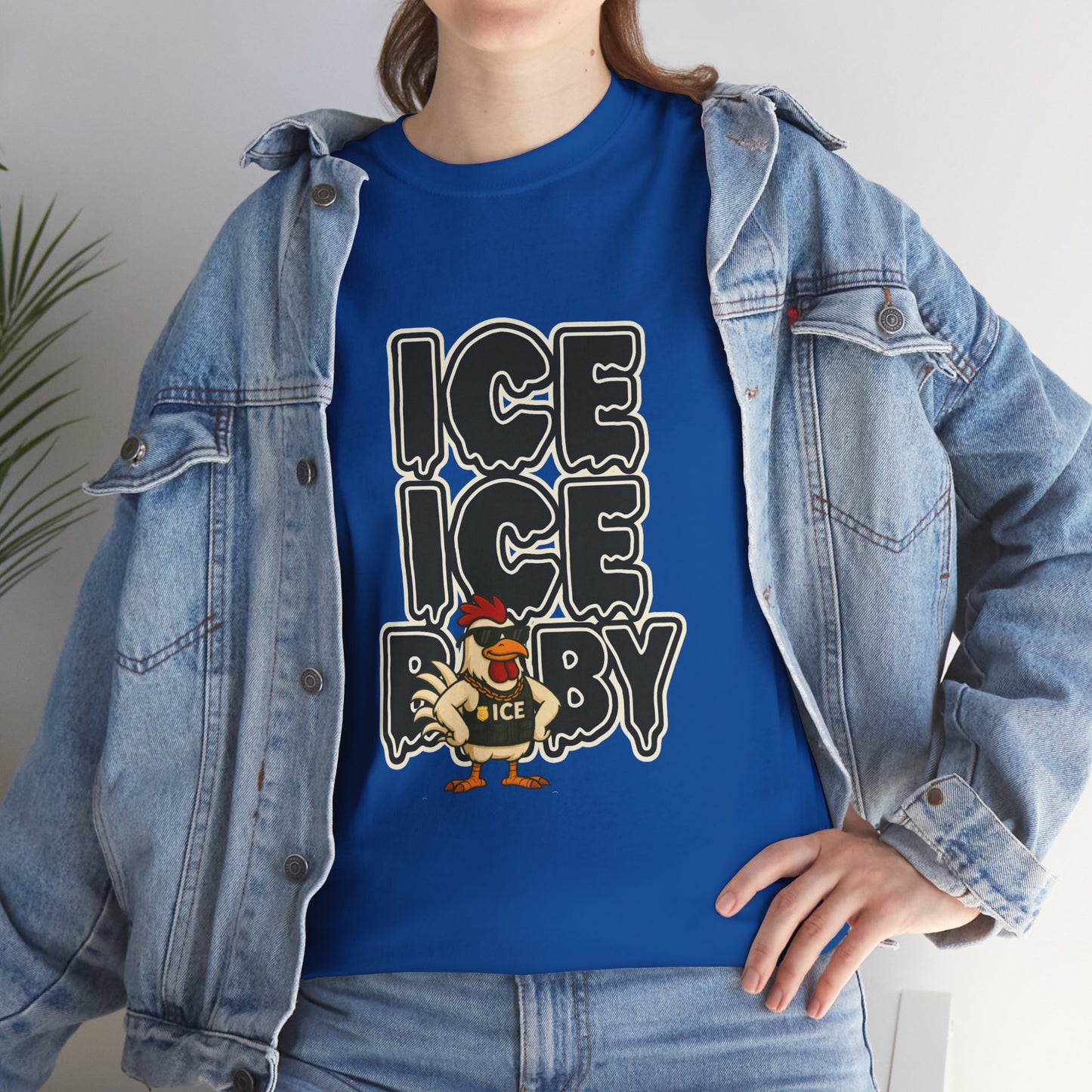ICE ICE BABY Funny Chicken T-Shirt – Coop Daddy Parody Tee for Music & Poultry Fans