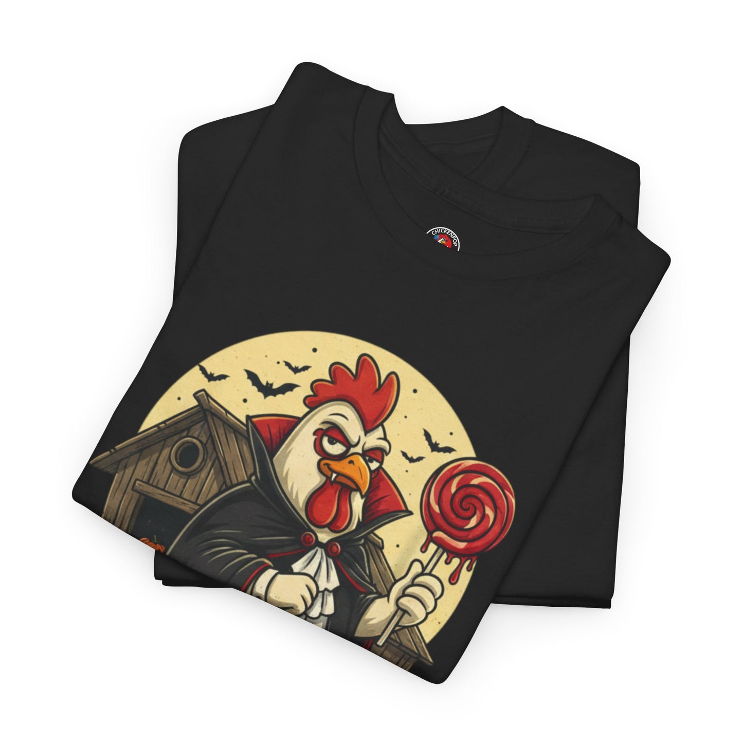 ChickenPop Sucker For a Pop Vampire Rooster Halloween T-Shirt – Funny Spooky Graphic Tee for Fall & Costume Season