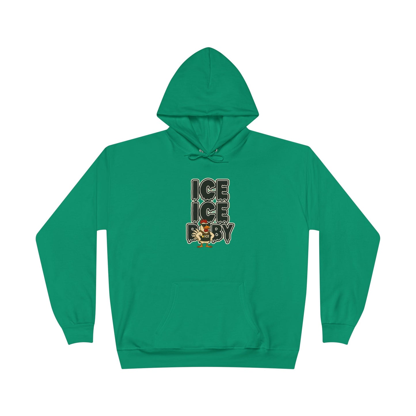 ICE ICE BABY Funny Chicken Hoodie – Retro Hip-Hop Pullover for Music Fans, Students & Cold-Weather Comedians