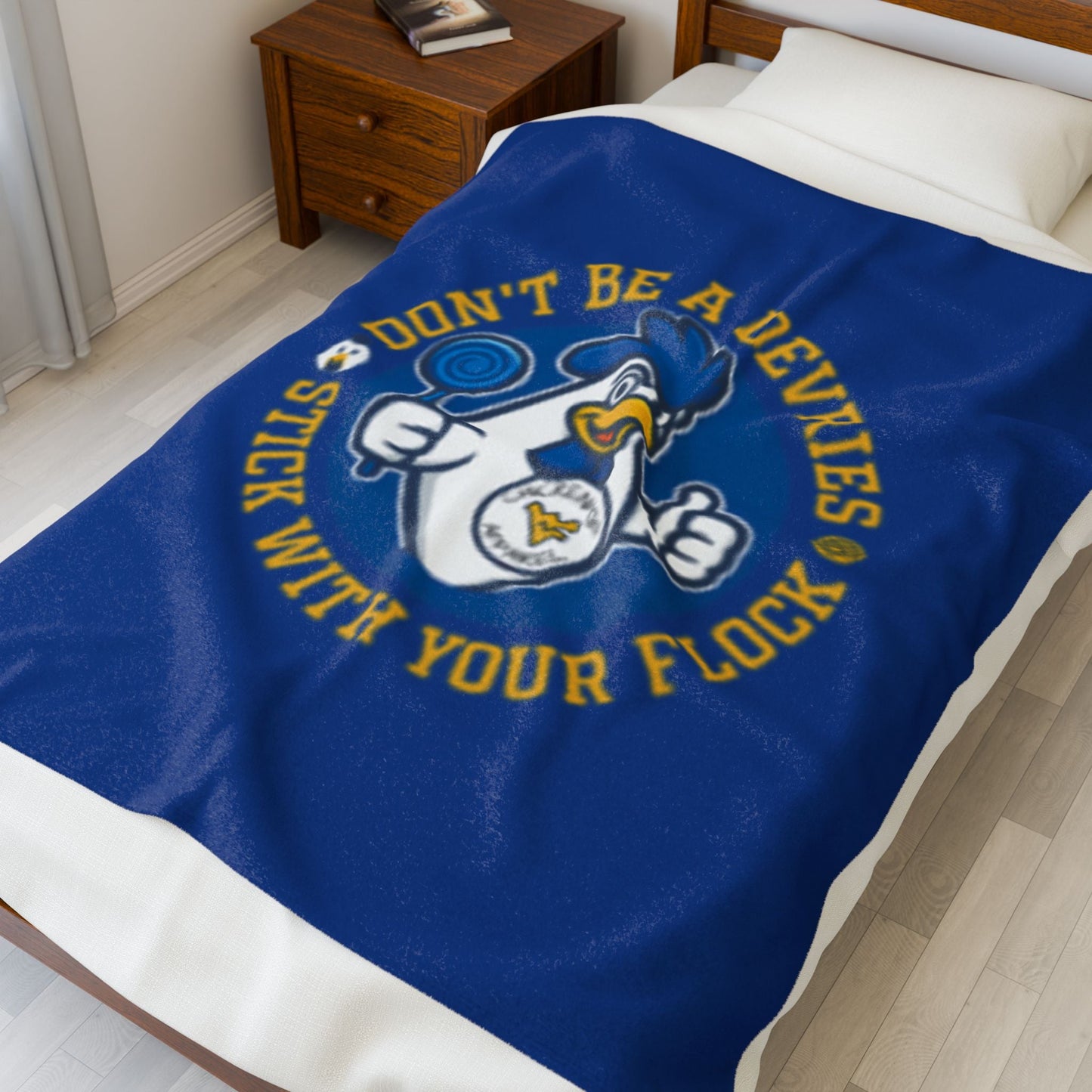 Don't Be A Devries Original Logo Velveteen Plush Blanket Royal Blue