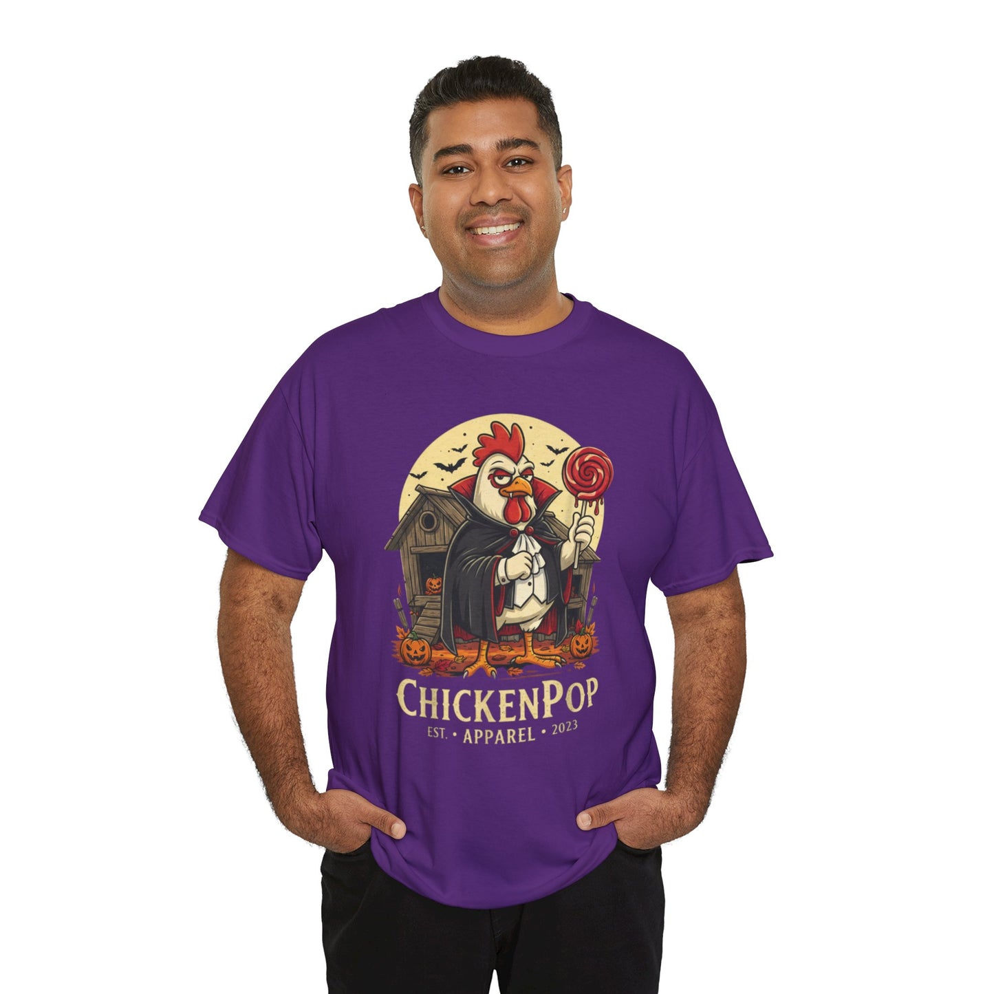 ChickenPop Sucker For a Pop Vampire Rooster Halloween T-Shirt – Funny Spooky Graphic Tee for Fall & Costume Season