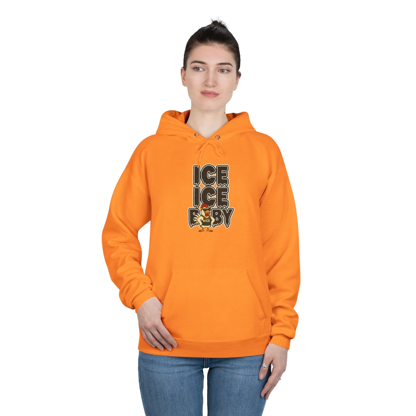 ICE ICE BABY Funny Chicken Hoodie – Retro Hip-Hop Pullover for Music Fans, Students & Cold-Weather Comedians