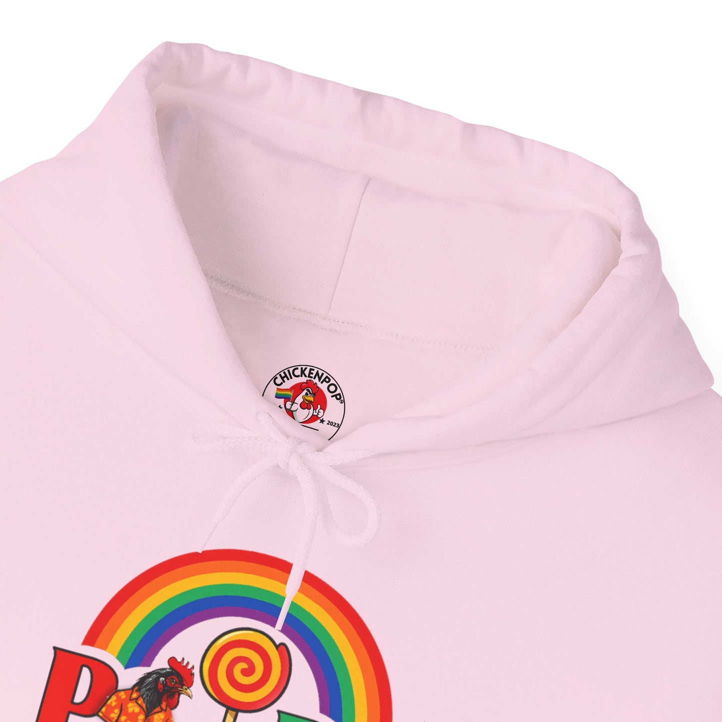 Pride Month Hoodie – ChickenPop Apparel | Rainbow Logo with Coop Daddy – Unisex LGBTQ+ Sweatshirt