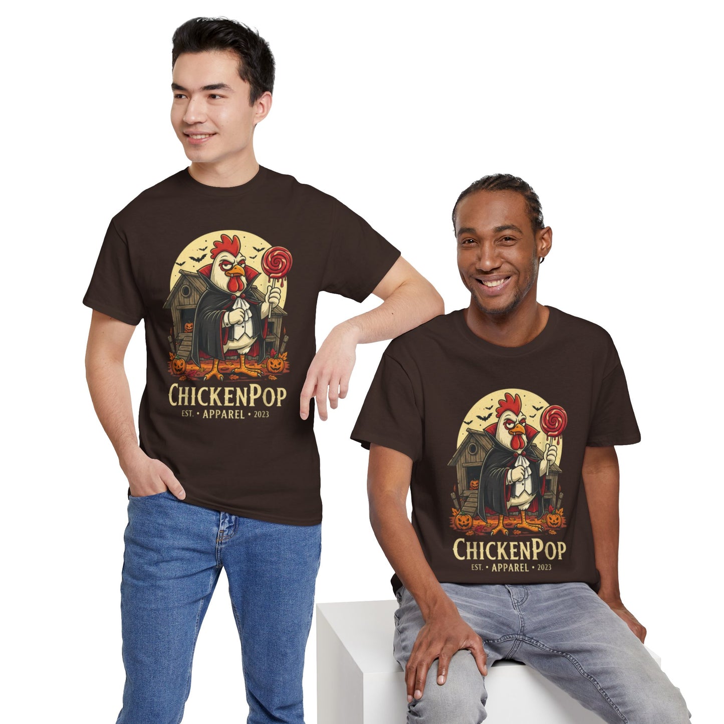 ChickenPop Sucker For a Pop Vampire Rooster Halloween T-Shirt – Funny Spooky Graphic Tee for Fall & Costume Season
