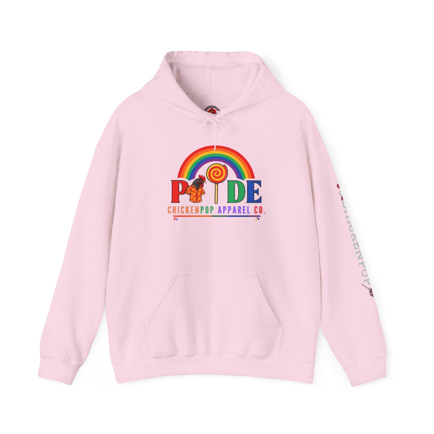 Pride Month Hoodie – ChickenPop Apparel | Rainbow Logo with Coop Daddy – Unisex LGBTQ+ Sweatshirt