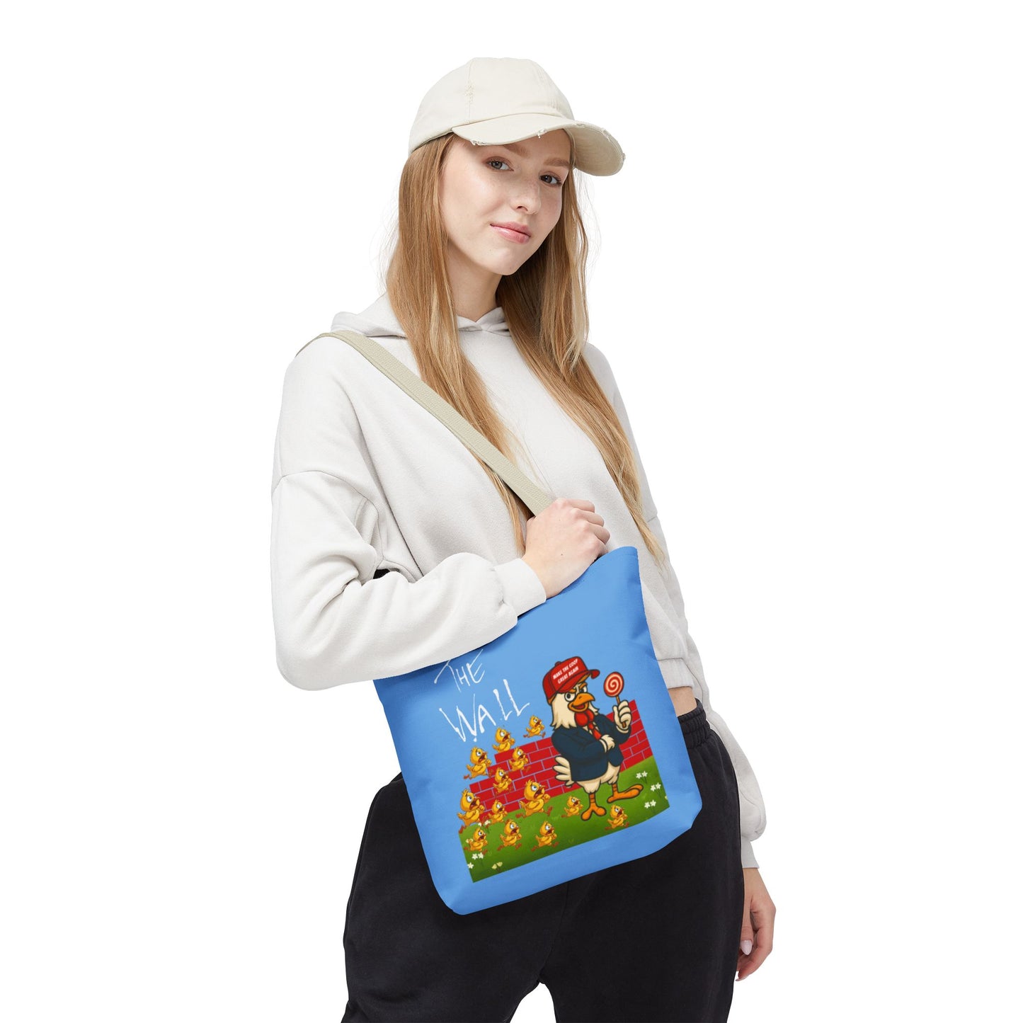 Another Chick Thru The Wall Tote Bag – Funny Political Chicken Graphic | Durable Eco-Friendly Canvas Shopper for Everyday Use
