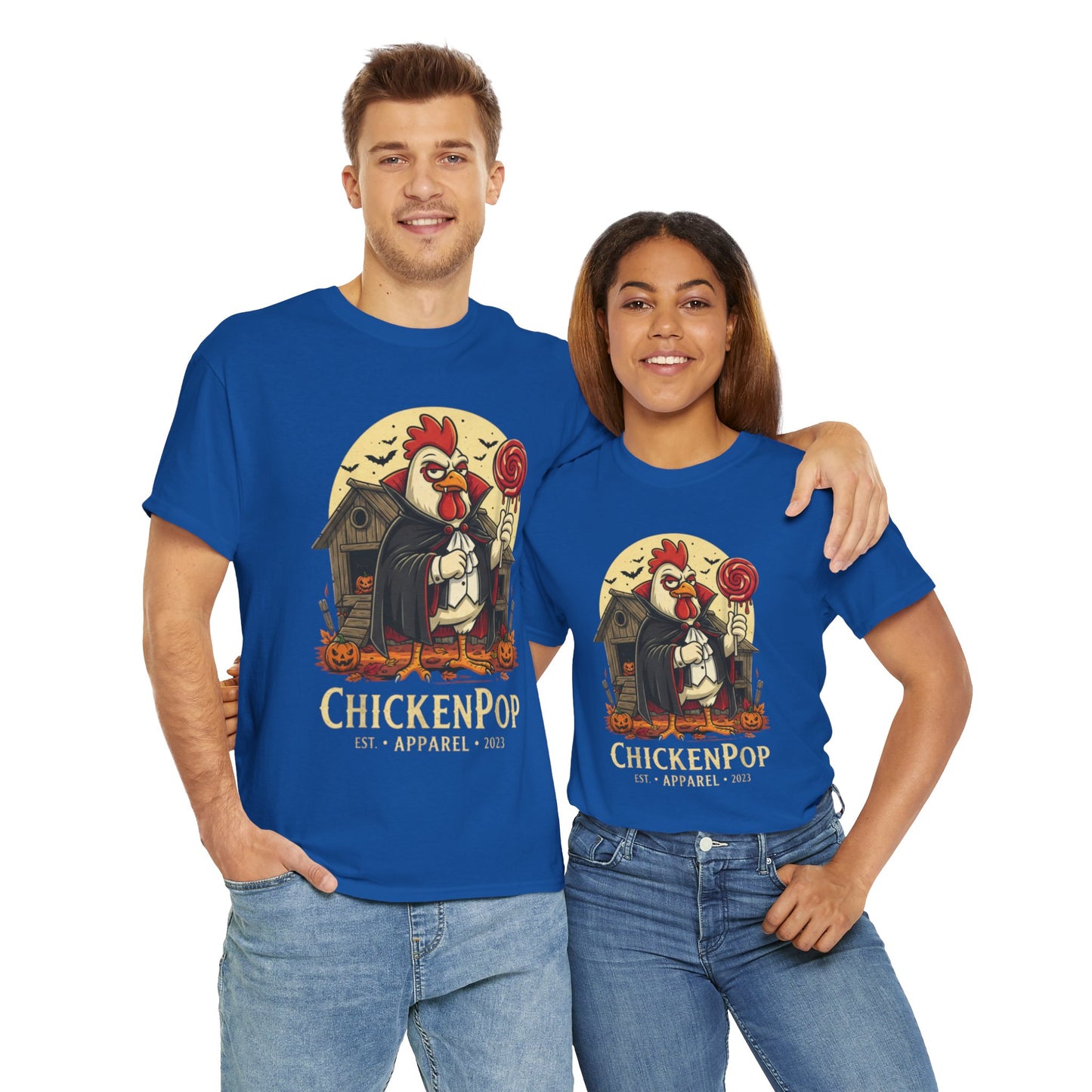 ChickenPop Sucker For a Pop Vampire Rooster Halloween T-Shirt – Funny Spooky Graphic Tee for Fall & Costume Season