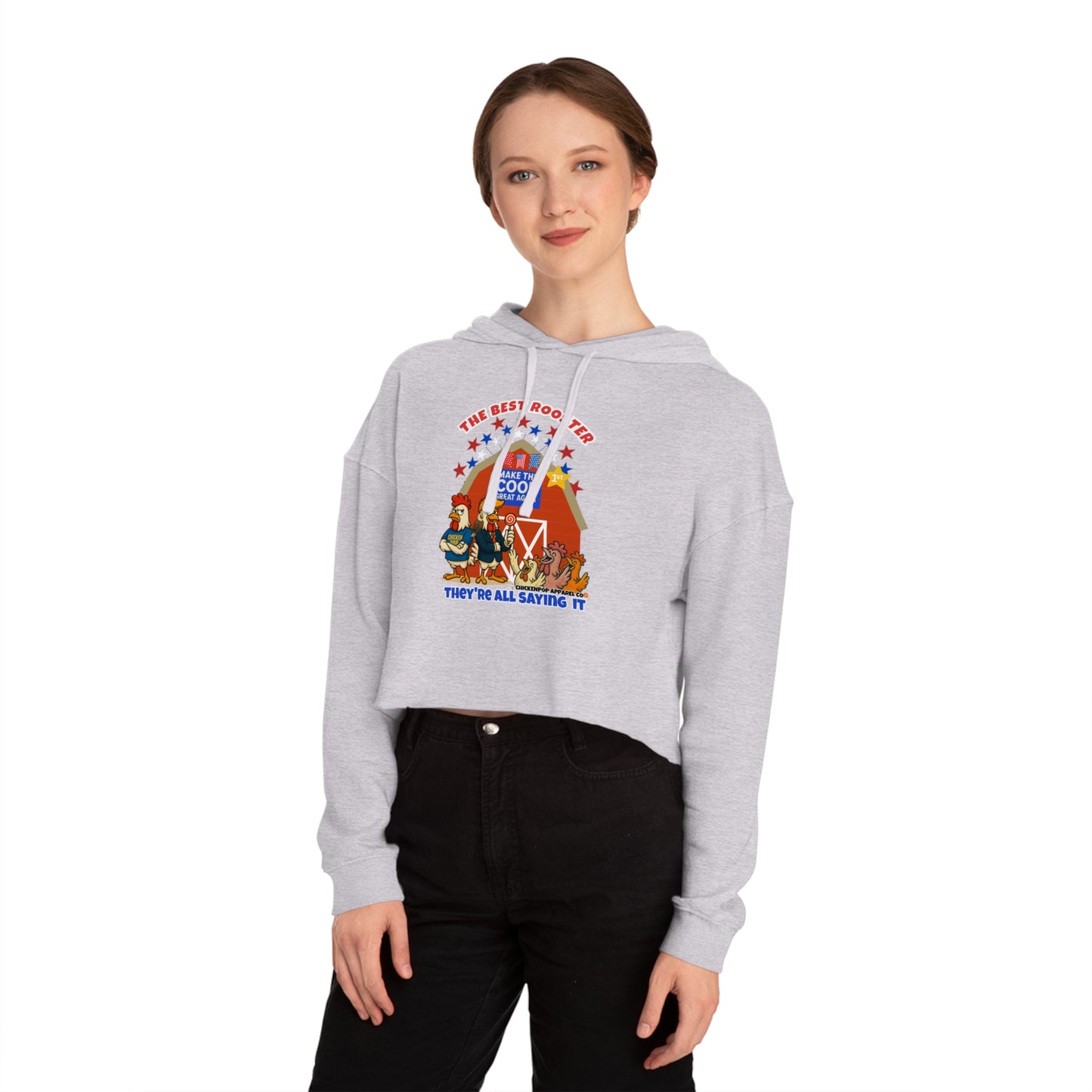The Best Rooster Cropped Hoodie | Fun Women's Sweatshirt,