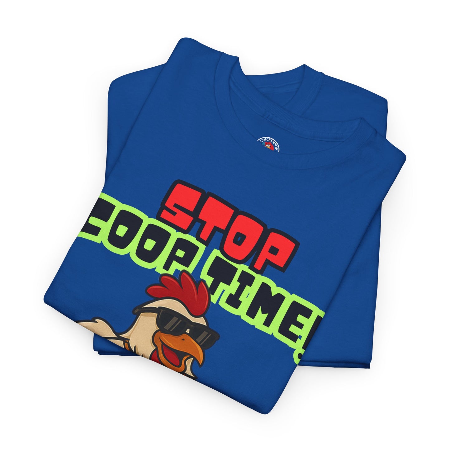 Stop COOP TIME! Funny Chicken T-Shirt – MC Coop Daddy 90s Hip Hop Parody Tee | Unisex Heavy Cotton | ChickenPop Apparel