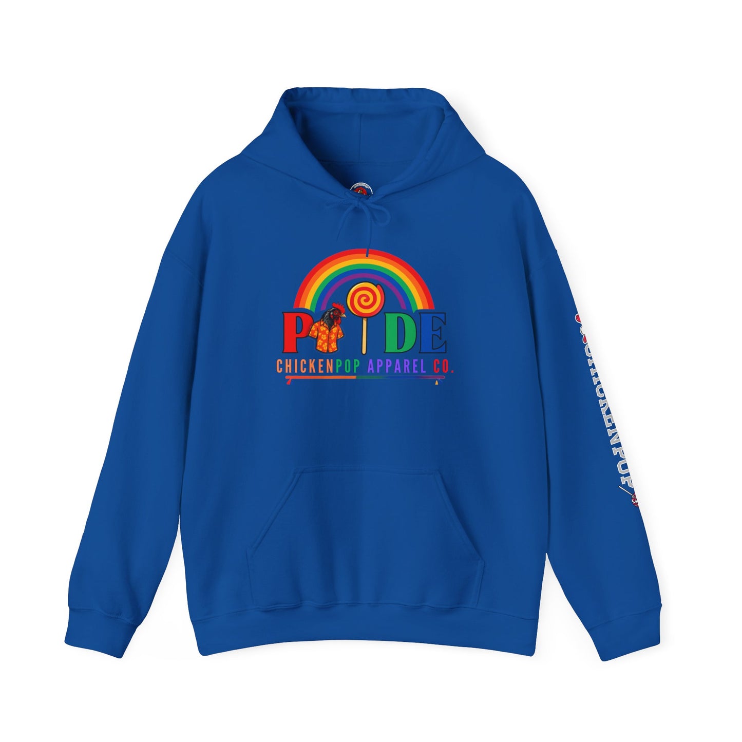Pride Month Hoodie – ChickenPop Apparel | Rainbow Logo with Coop Daddy – Unisex LGBTQ+ Sweatshirt