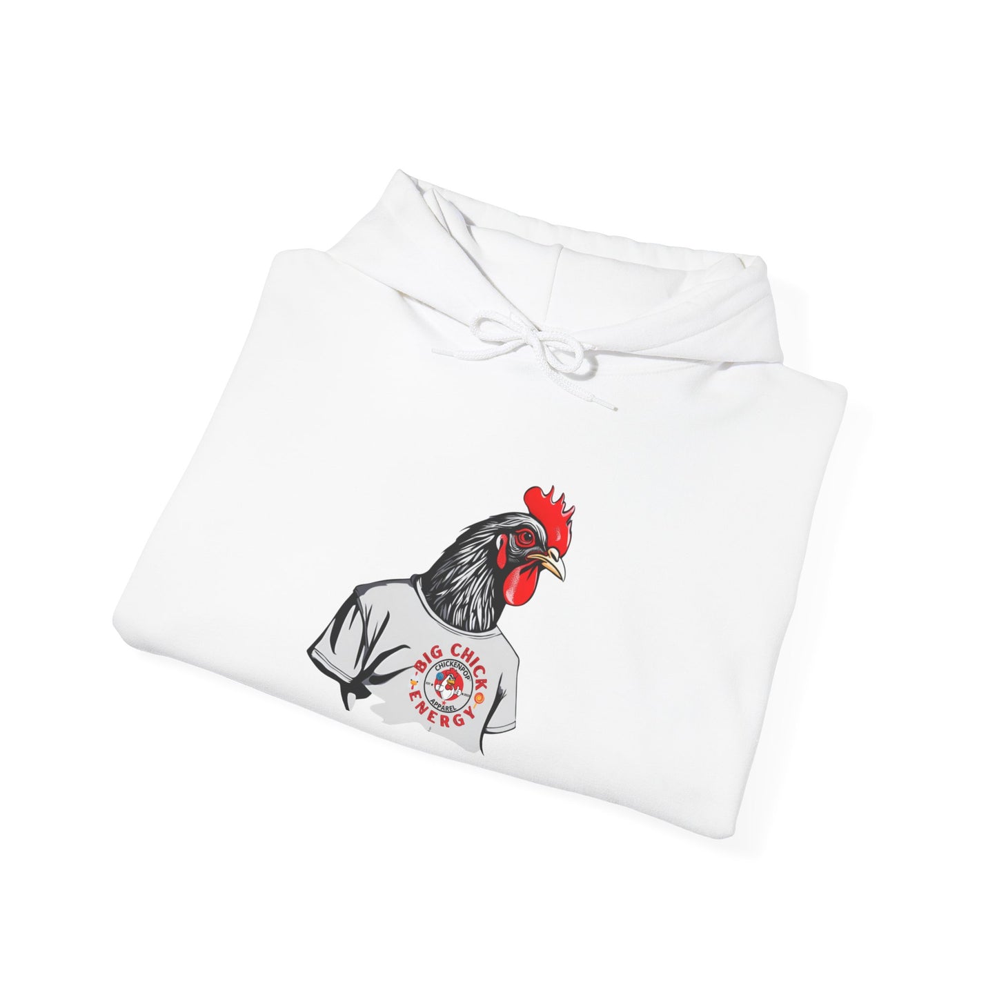 Big Chick Energy Giant Rooster Logo Unisex Hoodie - ChickenPop Arm Logo Edition