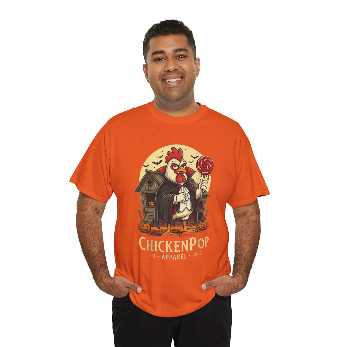 ChickenPop Sucker For a Pop Vampire Rooster Halloween T-Shirt – Funny Spooky Graphic Tee for Fall & Costume Season