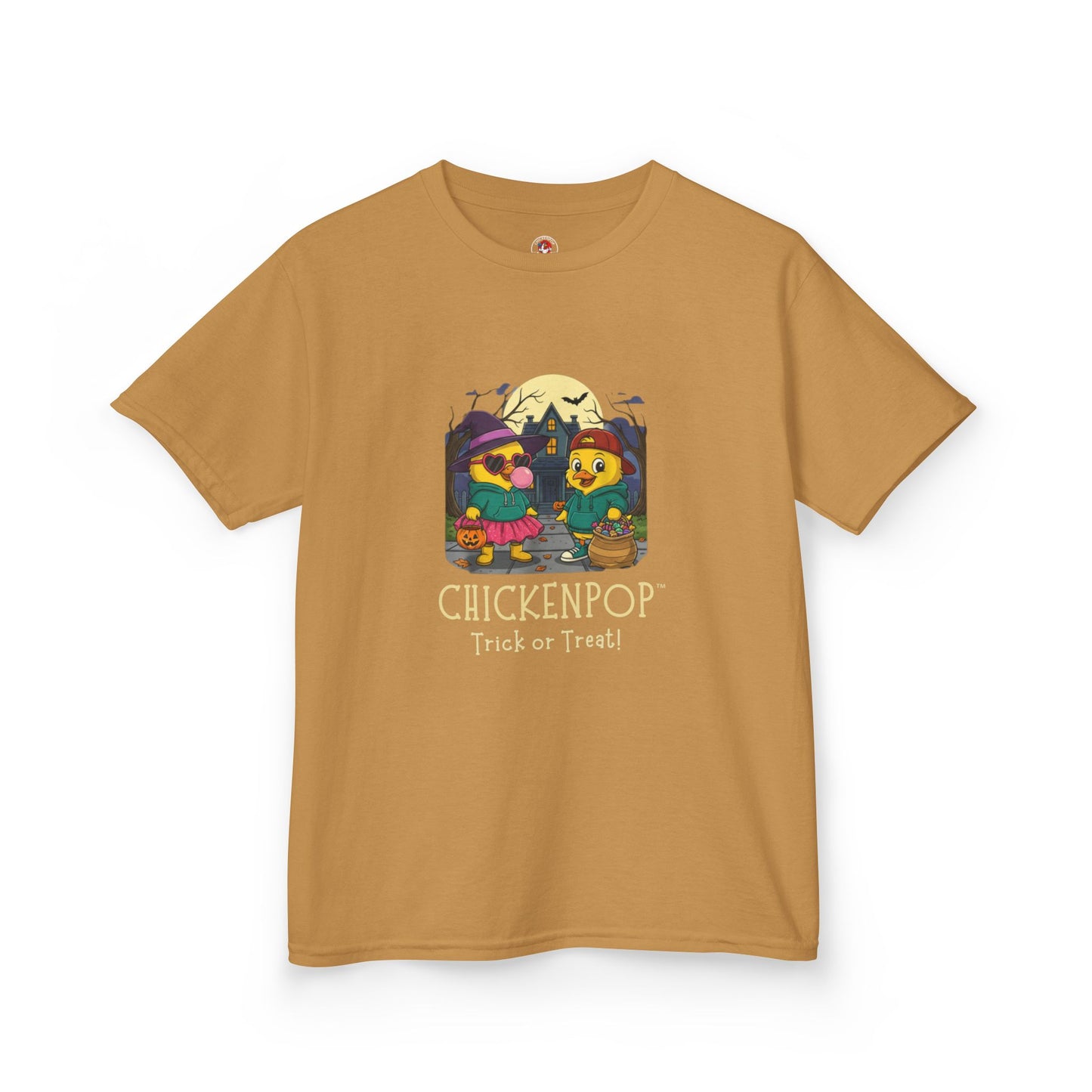 Trick or Treat Kids Halloween Tee | ChickenPop Lil’ Cluckers Sunny & Scramble Halloween Shirt