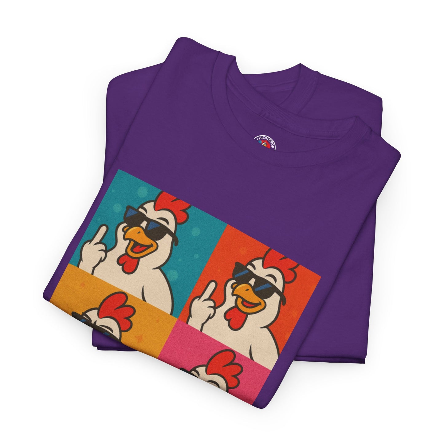 Warhol Pop Art Chicken T-Shirt – Funny Coop Daddy Middle Finger Tee for Bold Style