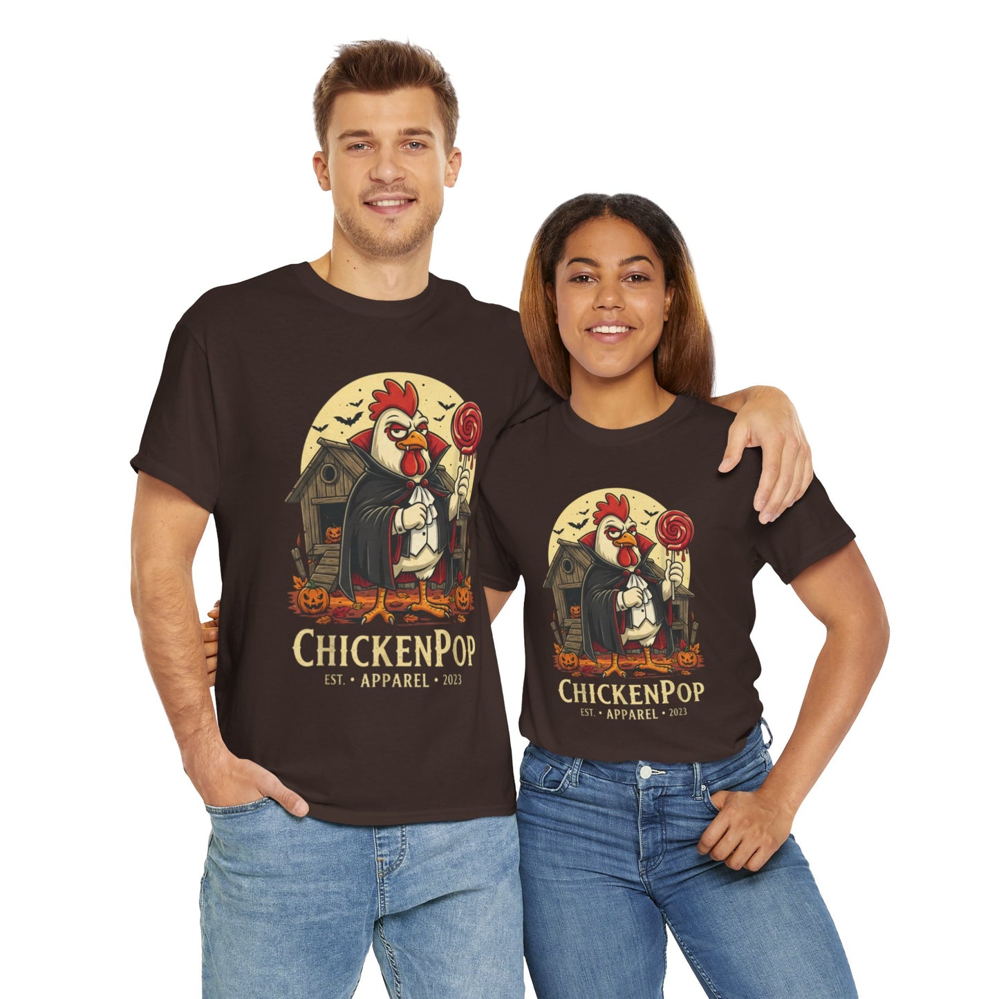 ChickenPop Sucker For a Pop Vampire Rooster Halloween T-Shirt – Funny Spooky Graphic Tee for Fall & Costume Season