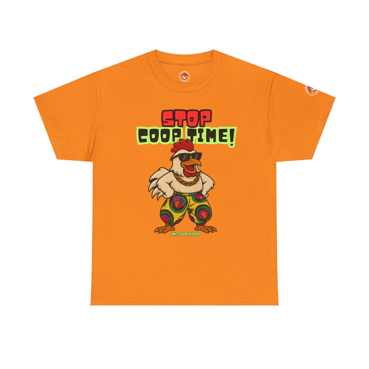 Stop COOP TIME! Funny Chicken T-Shirt – MC Coop Daddy 90s Hip Hop Parody Tee | Unisex Heavy Cotton | ChickenPop Apparel