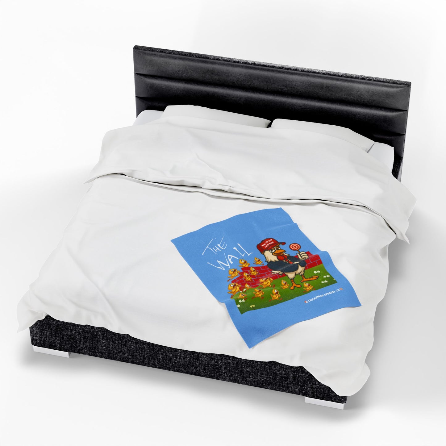 Another Chick Thru The Wall Velveteen Blanket – Funny Political Chicken Throw | Soft, L Satire Blanket for Couch, Bed, or Statement Decor