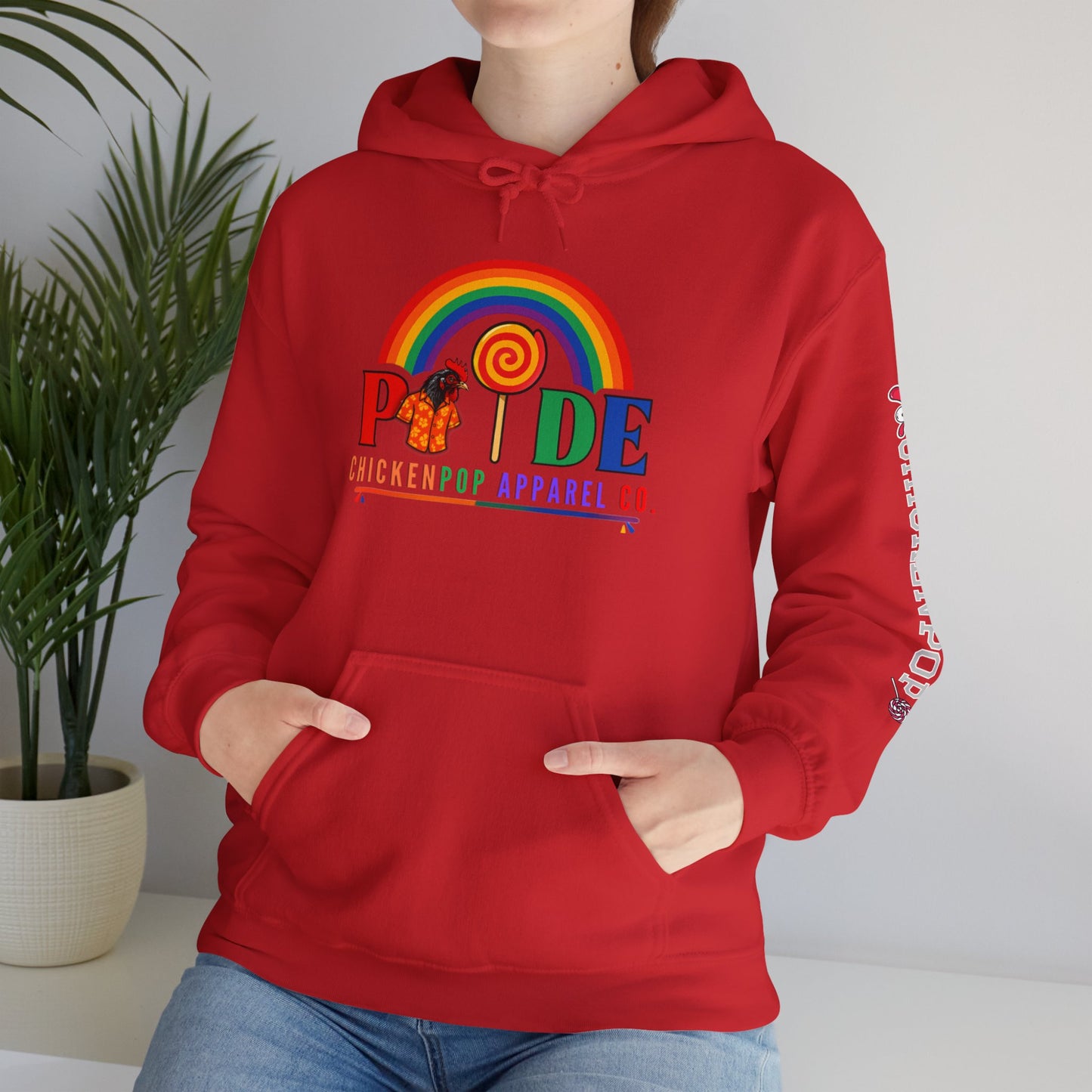 Pride Month Hoodie – ChickenPop Apparel | Rainbow Logo with Coop Daddy – Unisex LGBTQ+ Sweatshirt
