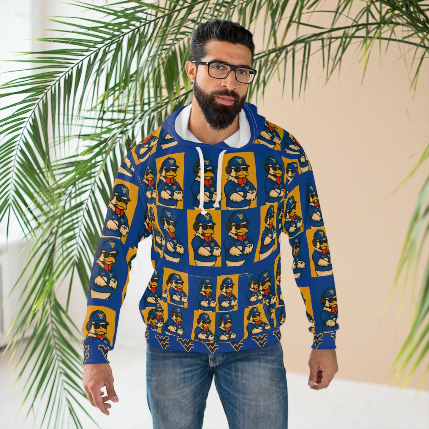 WV Big Rich Warhol Style Hoodie – Bold Blue & Gold Streetwear with Big Rich Print, Unisex Pullover