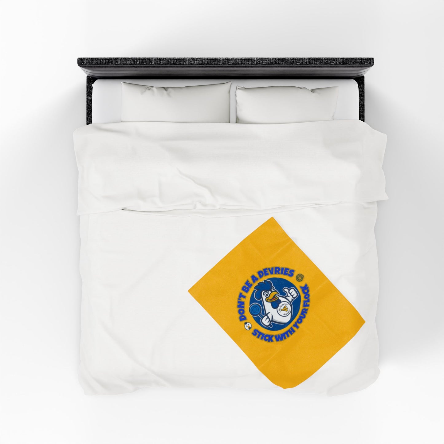 Don't Be A Devries Original Logo Velveteen Plush Blanket Gold