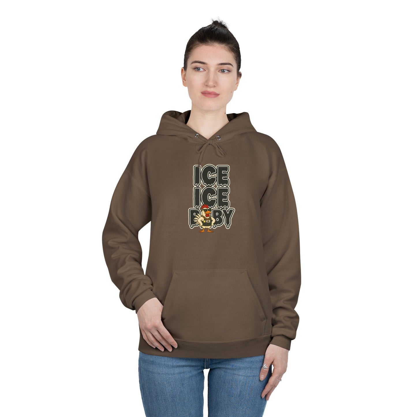 ICE ICE BABY Funny Chicken Hoodie – Retro Hip-Hop Pullover for Music Fans, Students & Cold-Weather Comedians