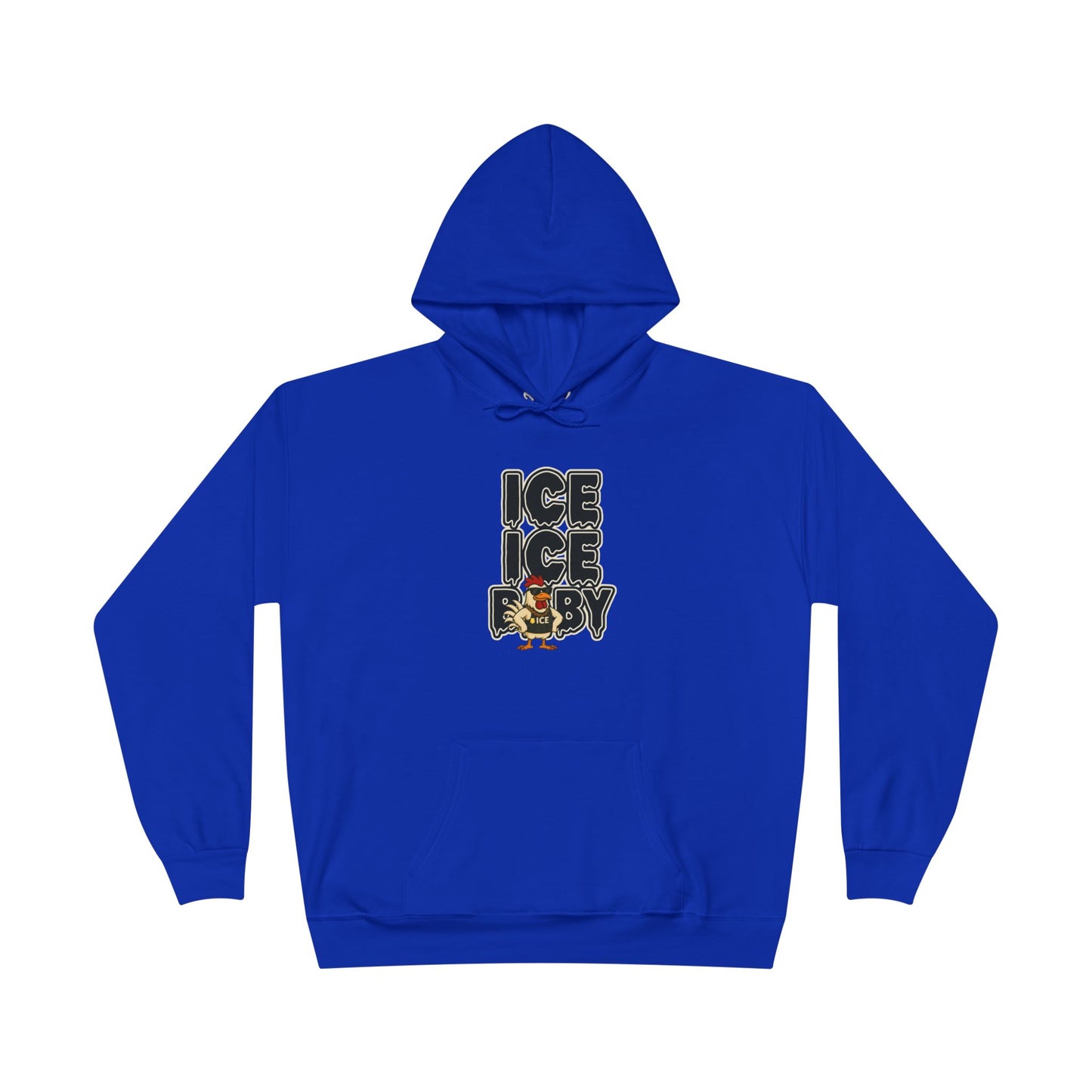 ICE ICE BABY Funny Chicken Hoodie – Retro Hip-Hop Pullover for Music Fans, Students & Cold-Weather Comedians