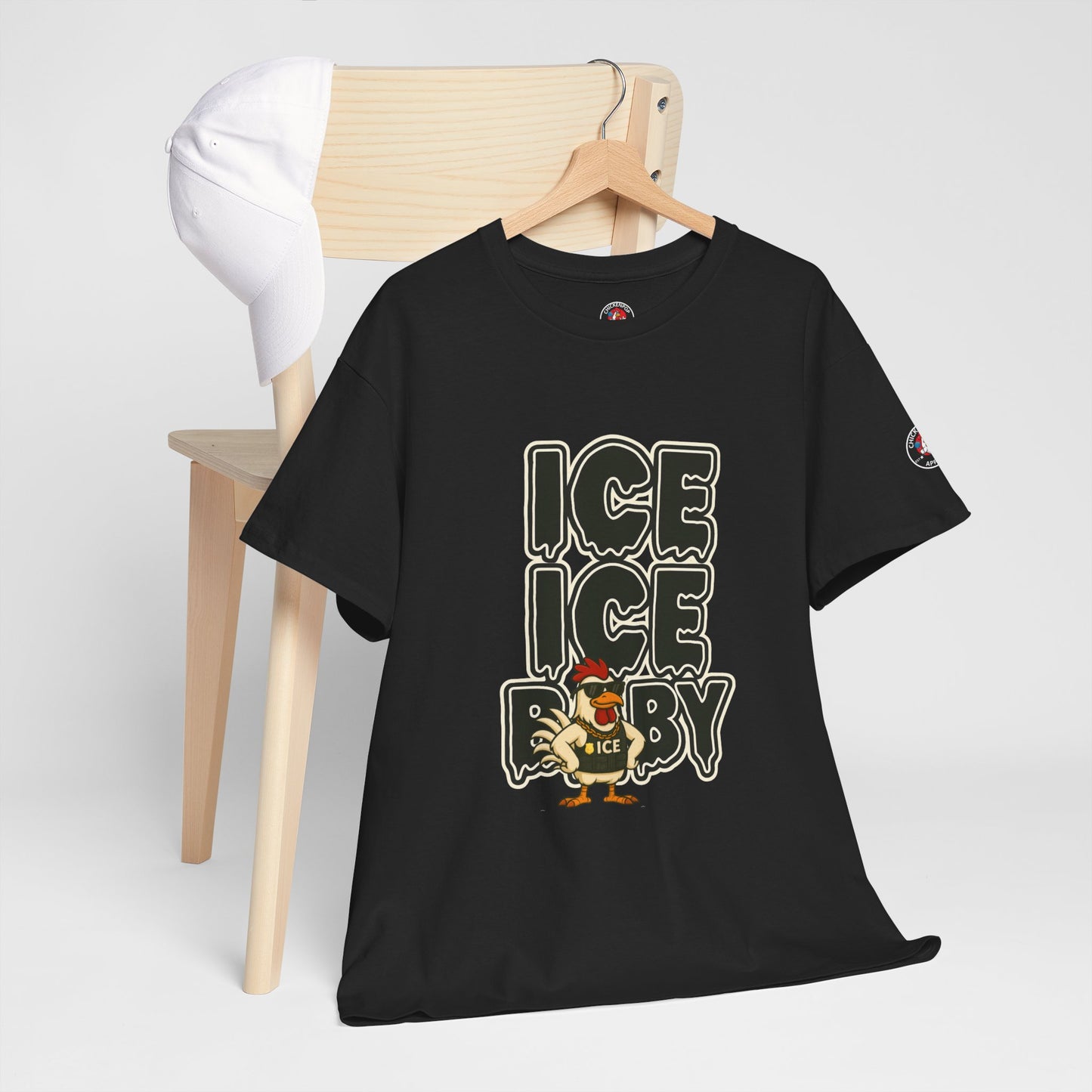 ICE ICE BABY Funny Chicken T-Shirt – Coop Daddy Parody Tee for Music & Poultry Fans