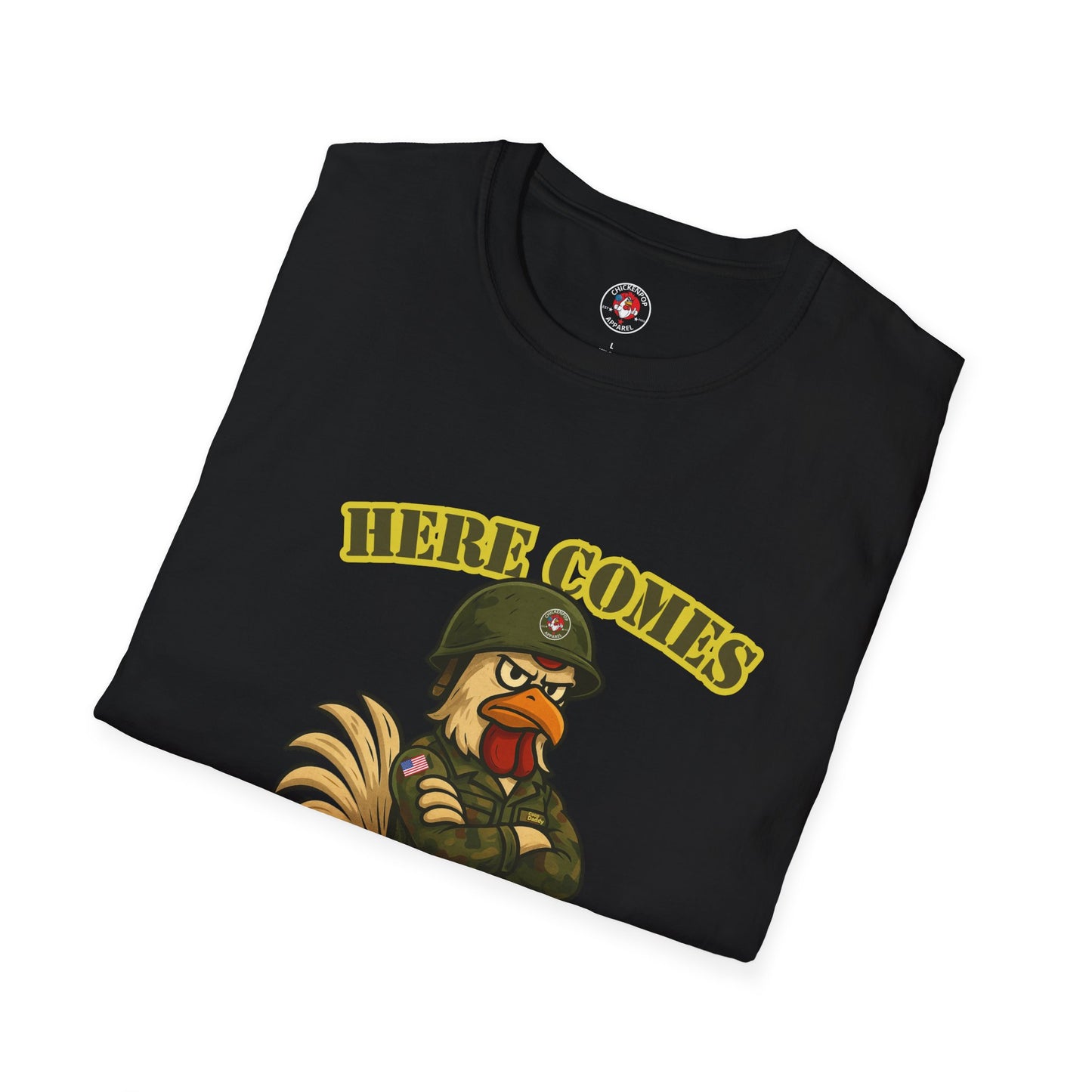 Here Comes the Rooster Music Graphic Tee with Front & Back Print Unisex Rock T-Shirt
