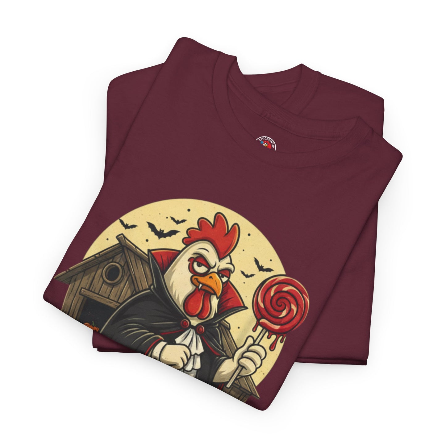 ChickenPop Sucker For a Pop Vampire Rooster Halloween T-Shirt – Funny Spooky Graphic Tee for Fall & Costume Season