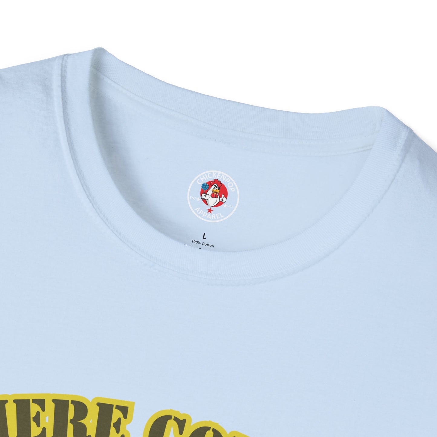 Here Comes the Rooster Music Graphic Tee with Front & Back Print Unisex Rock T-Shirt