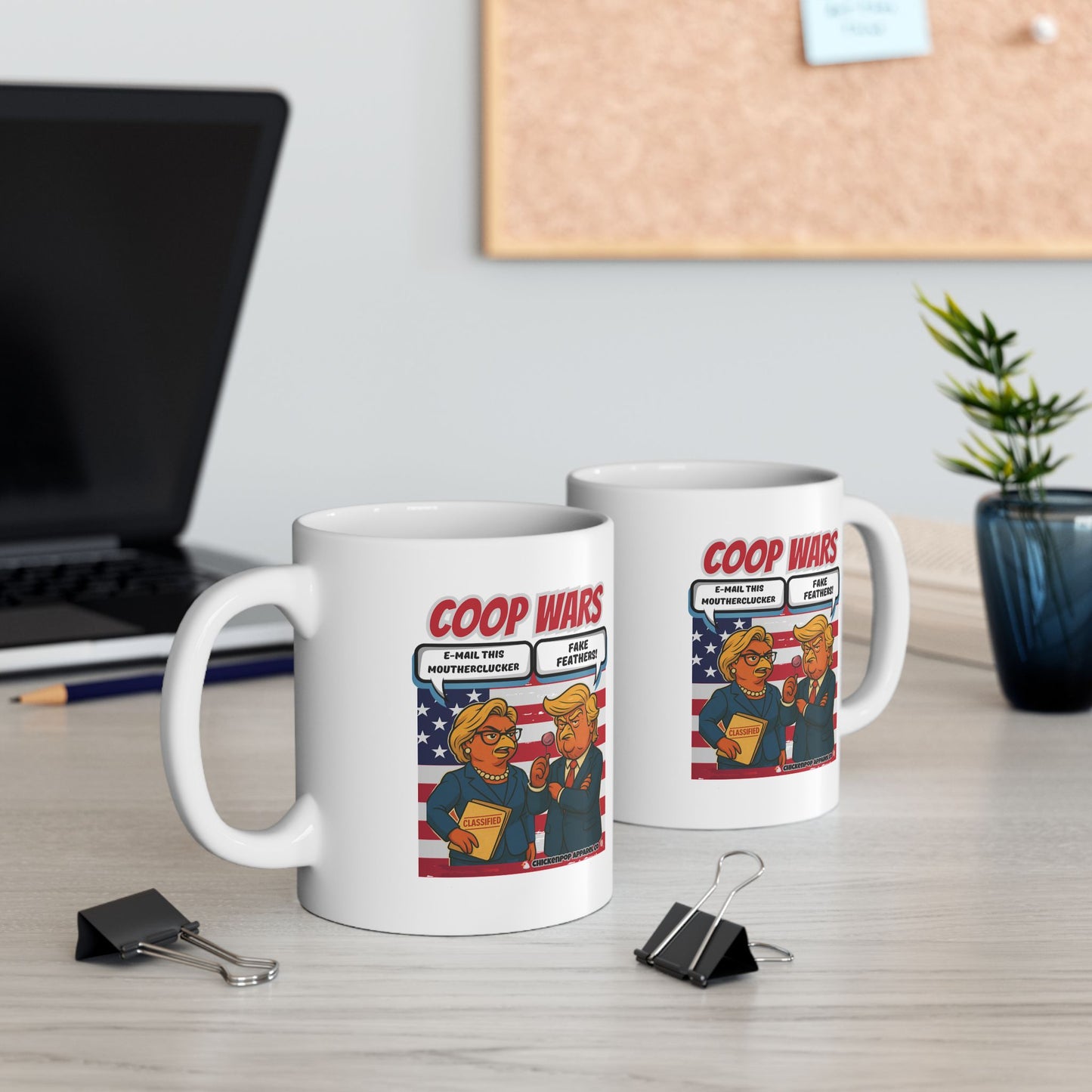 Coop Wars™ Political Satire Mug – Hilaregg Cluckton vs. Cock-a-Doodle-Don | Funny Coffee Cup (11oz / 15oz)