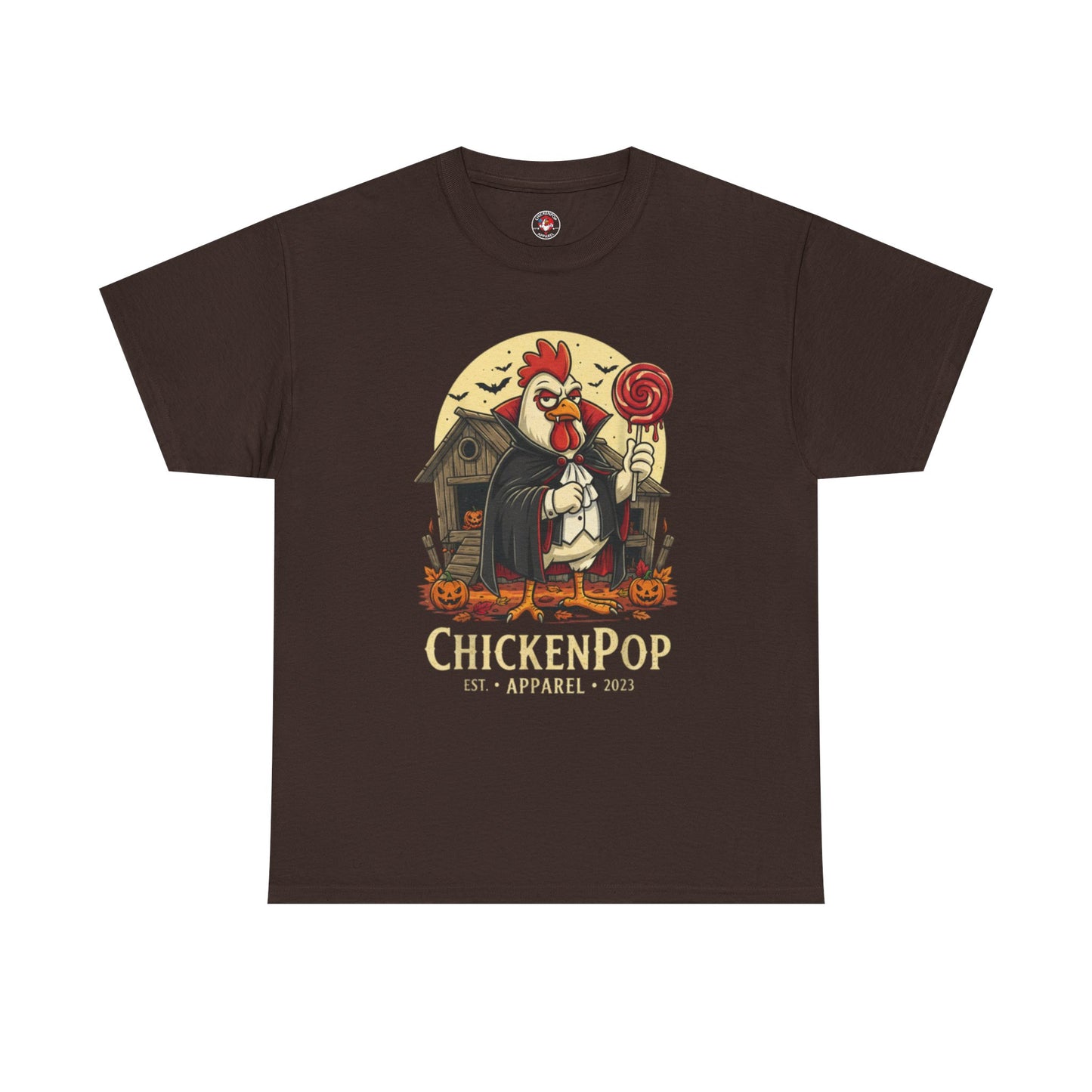 ChickenPop Sucker For a Pop Vampire Rooster Halloween T-Shirt – Funny Spooky Graphic Tee for Fall & Costume Season