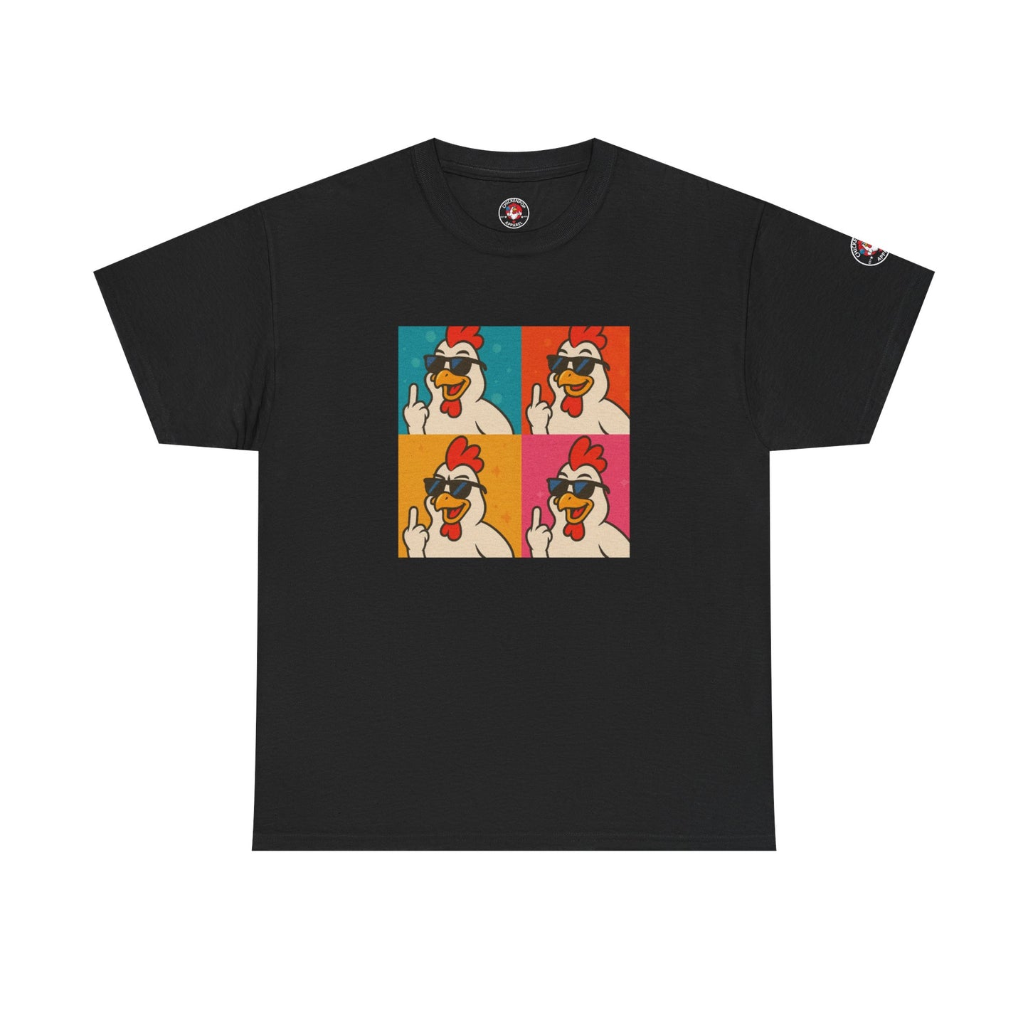 Warhol Pop Art Chicken T-Shirt – Funny Coop Daddy Middle Finger Tee for Bold Style