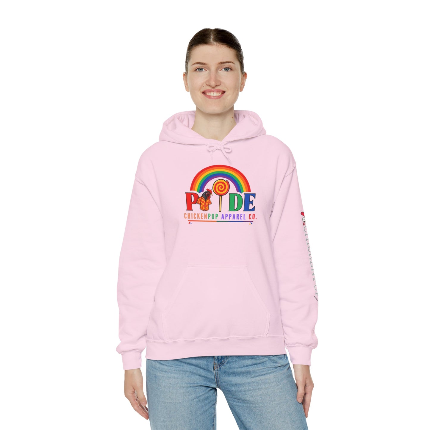 Pride Month Hoodie – ChickenPop Apparel | Rainbow Logo with Coop Daddy – Unisex LGBTQ+ Sweatshirt