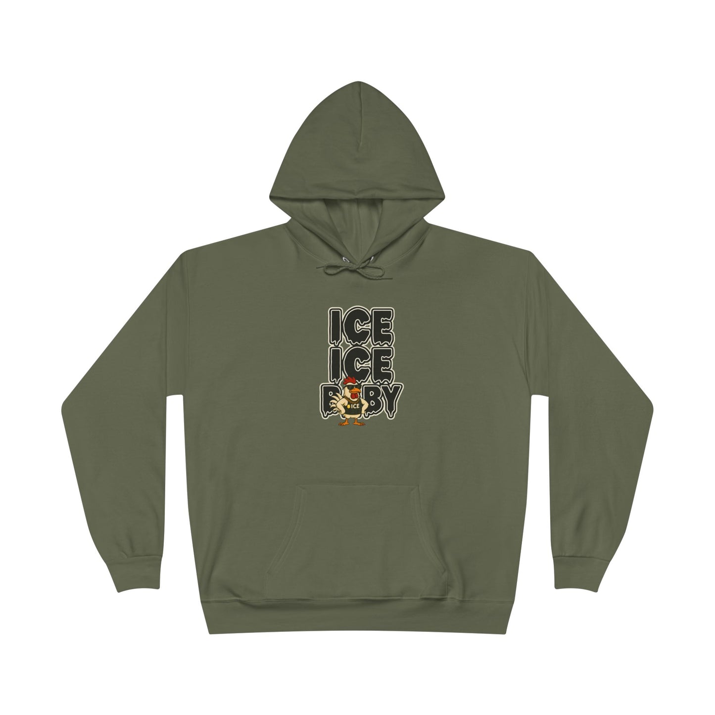 ICE ICE BABY Funny Chicken Hoodie – Retro Hip-Hop Pullover for Music Fans, Students & Cold-Weather Comedians