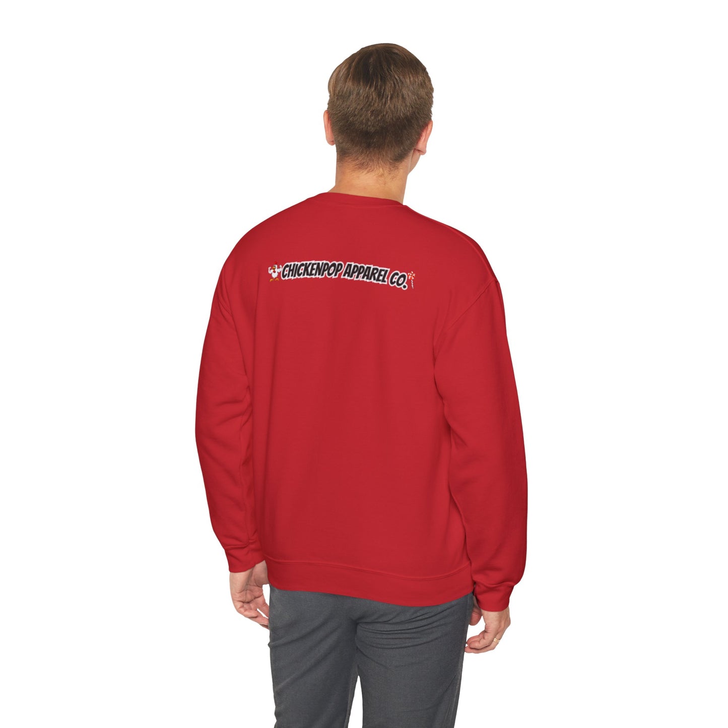 Coop Wars Crewneck Sweatshirt – Funny Political Graphic Pullover | Unisex Heavy Blend with ChickenPop Logo | Ethically Made & Cozy Cold-Weather Humor
