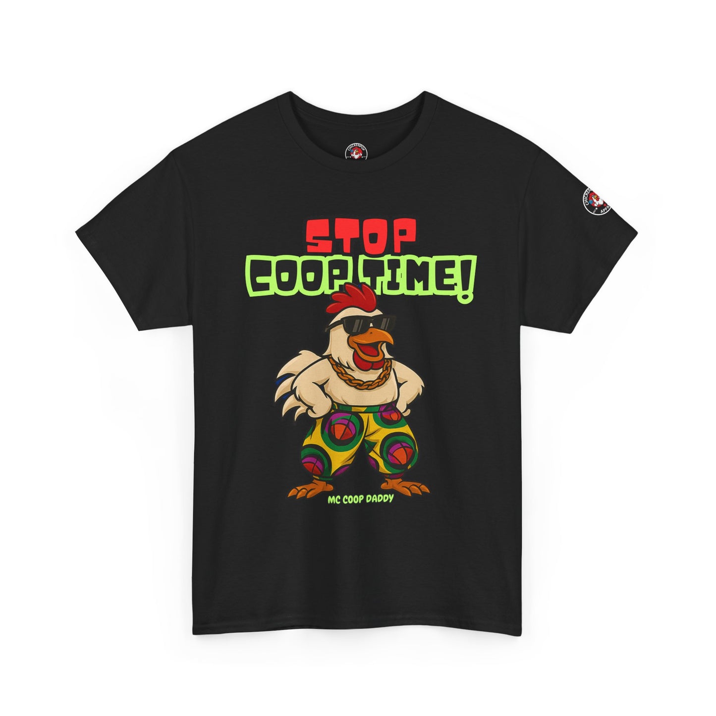 Stop COOP TIME! Funny Chicken T-Shirt – MC Coop Daddy 90s Hip Hop Parody Tee | Unisex Heavy Cotton | ChickenPop Apparel