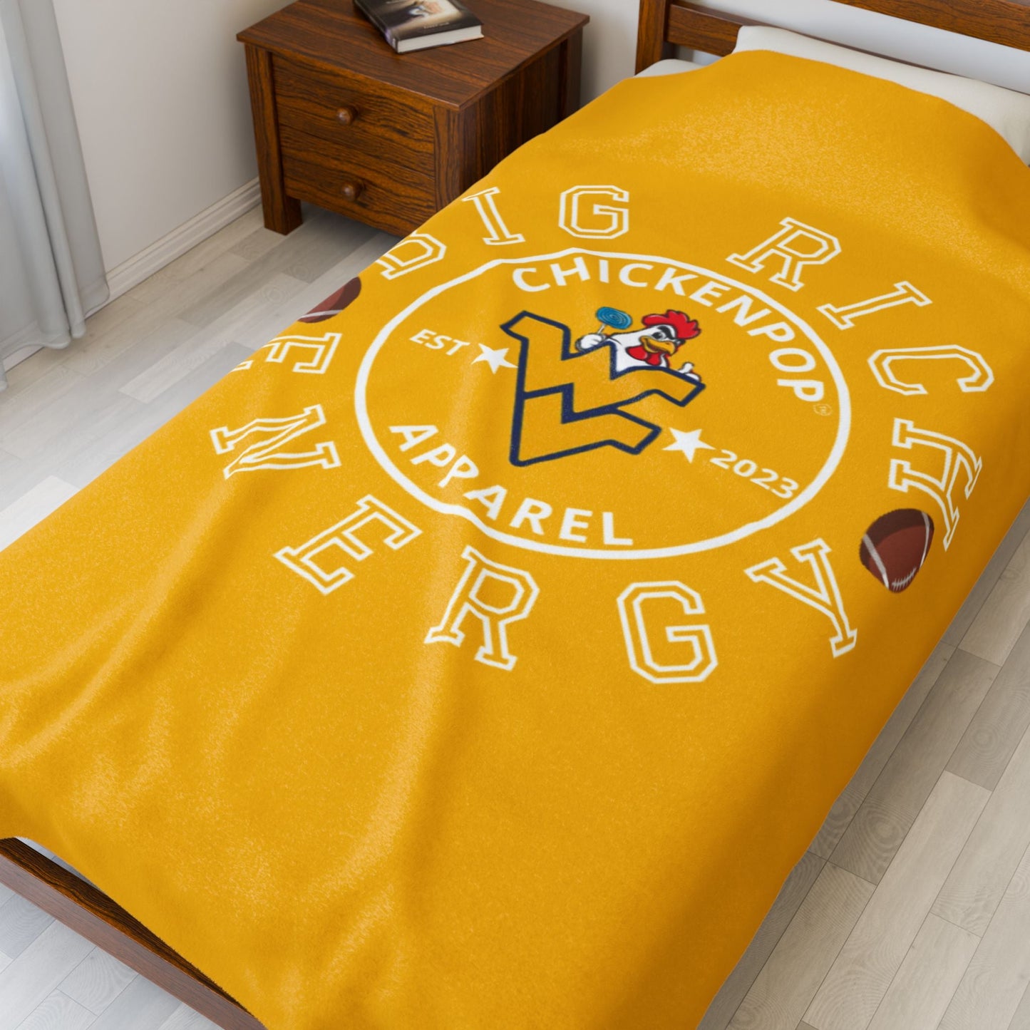 ChickenPop Apparel Big Rich Energy Original Logo Velveteen Plush Blanket Gold