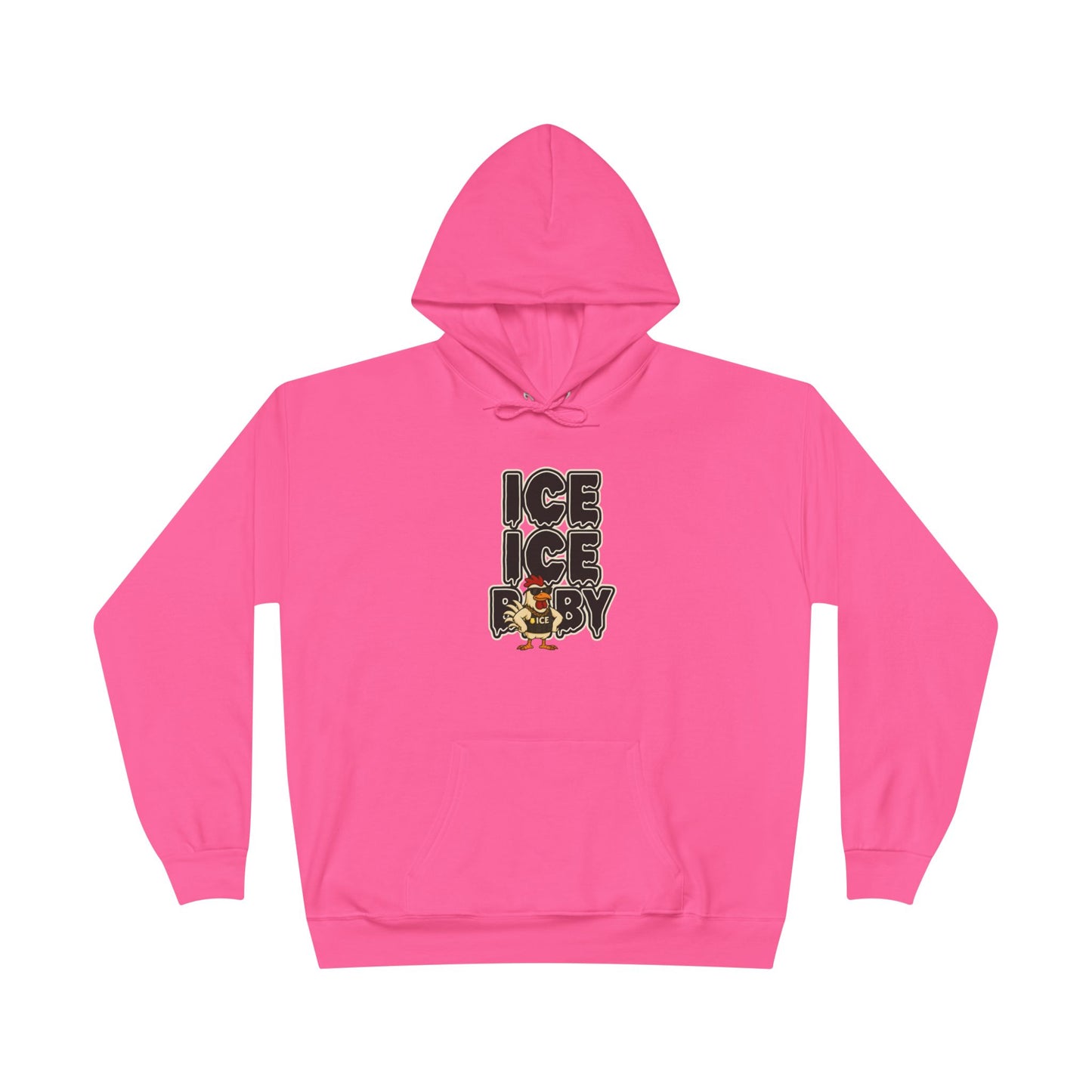 ICE ICE BABY Funny Chicken Hoodie – Retro Hip-Hop Pullover for Music Fans, Students & Cold-Weather Comedians
