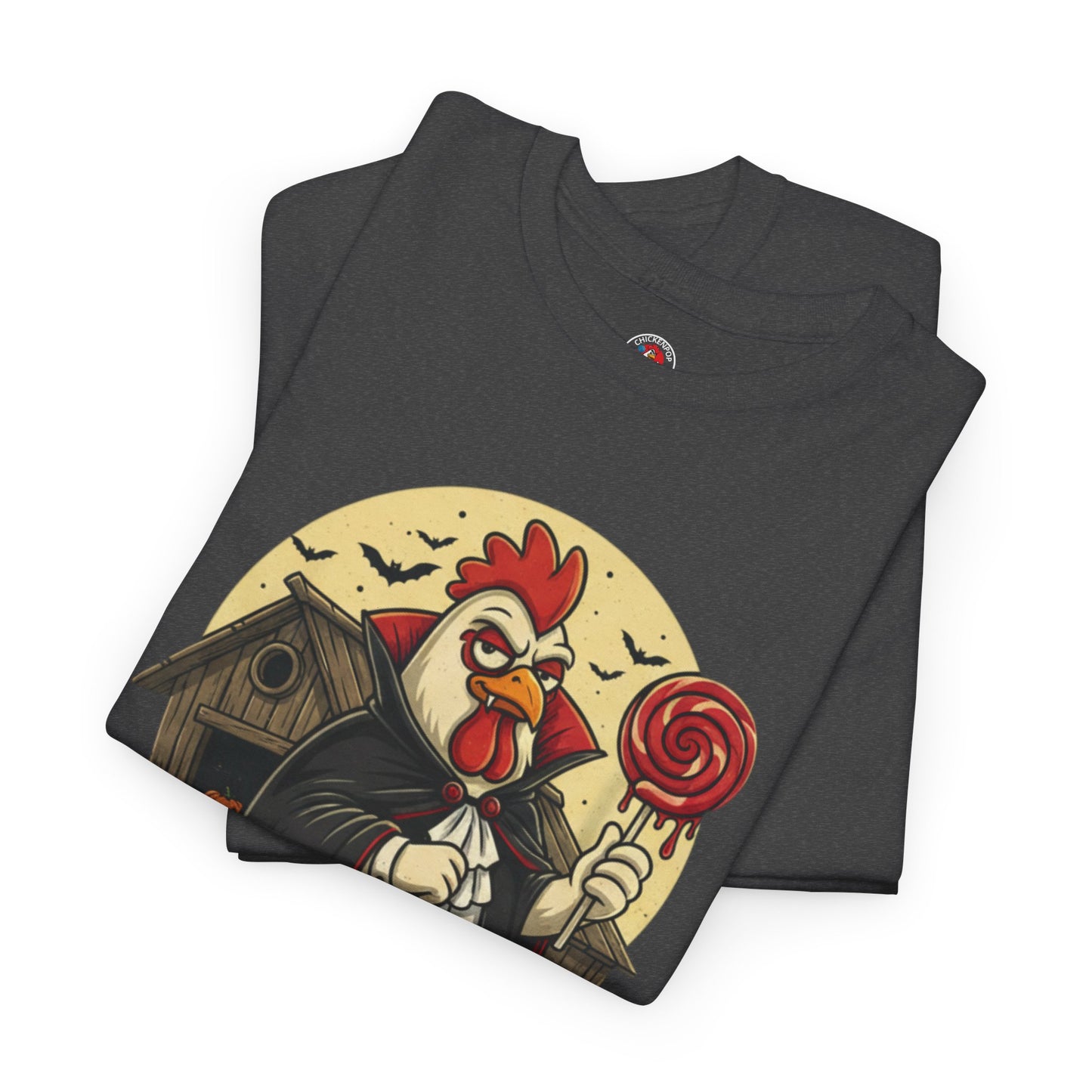ChickenPop Sucker For a Pop Vampire Rooster Halloween T-Shirt – Funny Spooky Graphic Tee for Fall & Costume Season