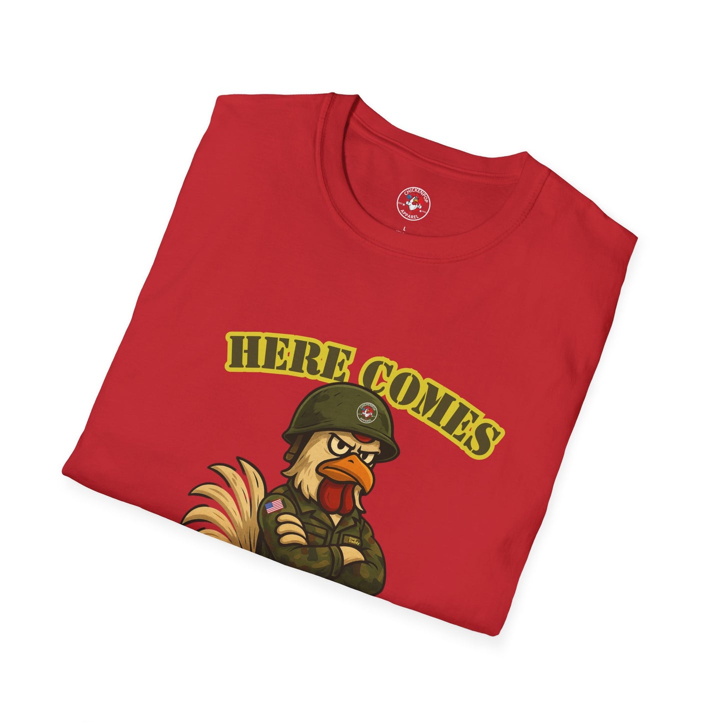 Here Comes the Rooster Music Graphic Tee with Front & Back Print Unisex Rock T-Shirt