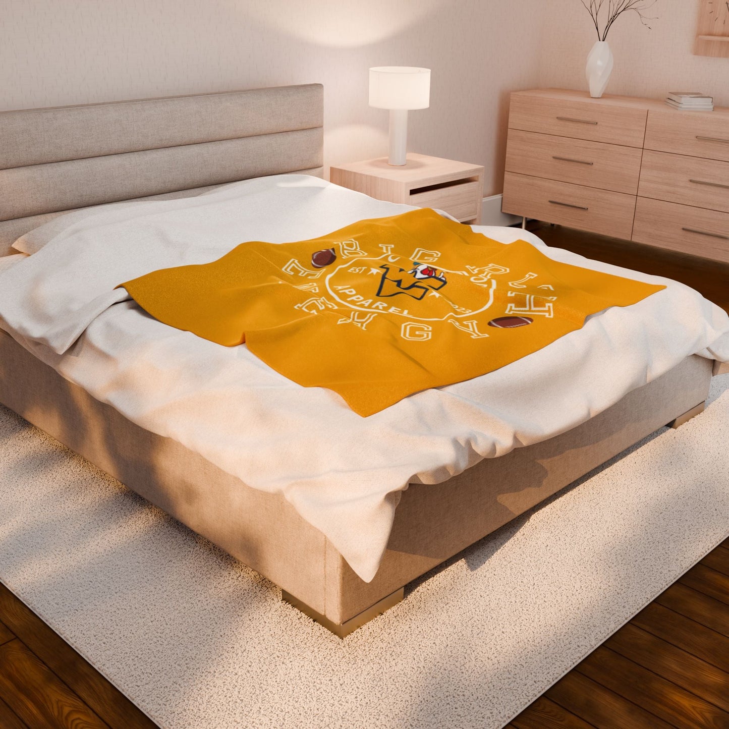 ChickenPop Apparel Big Rich Energy Original Logo Velveteen Plush Blanket Gold