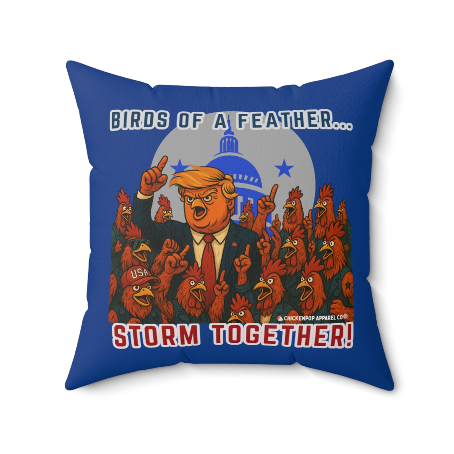 Birds of a Feather Storm Together Pillow – Bold Political Satire Throw Pillow in 4 Sizes