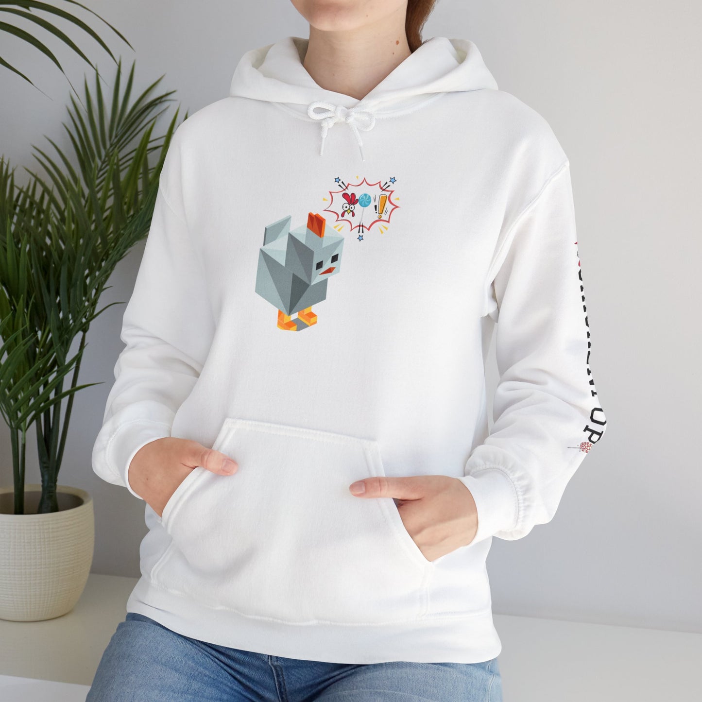 Roblox Chicken Thinks Hoodie UNISEX - ChickenPop Arm Logo Edition
