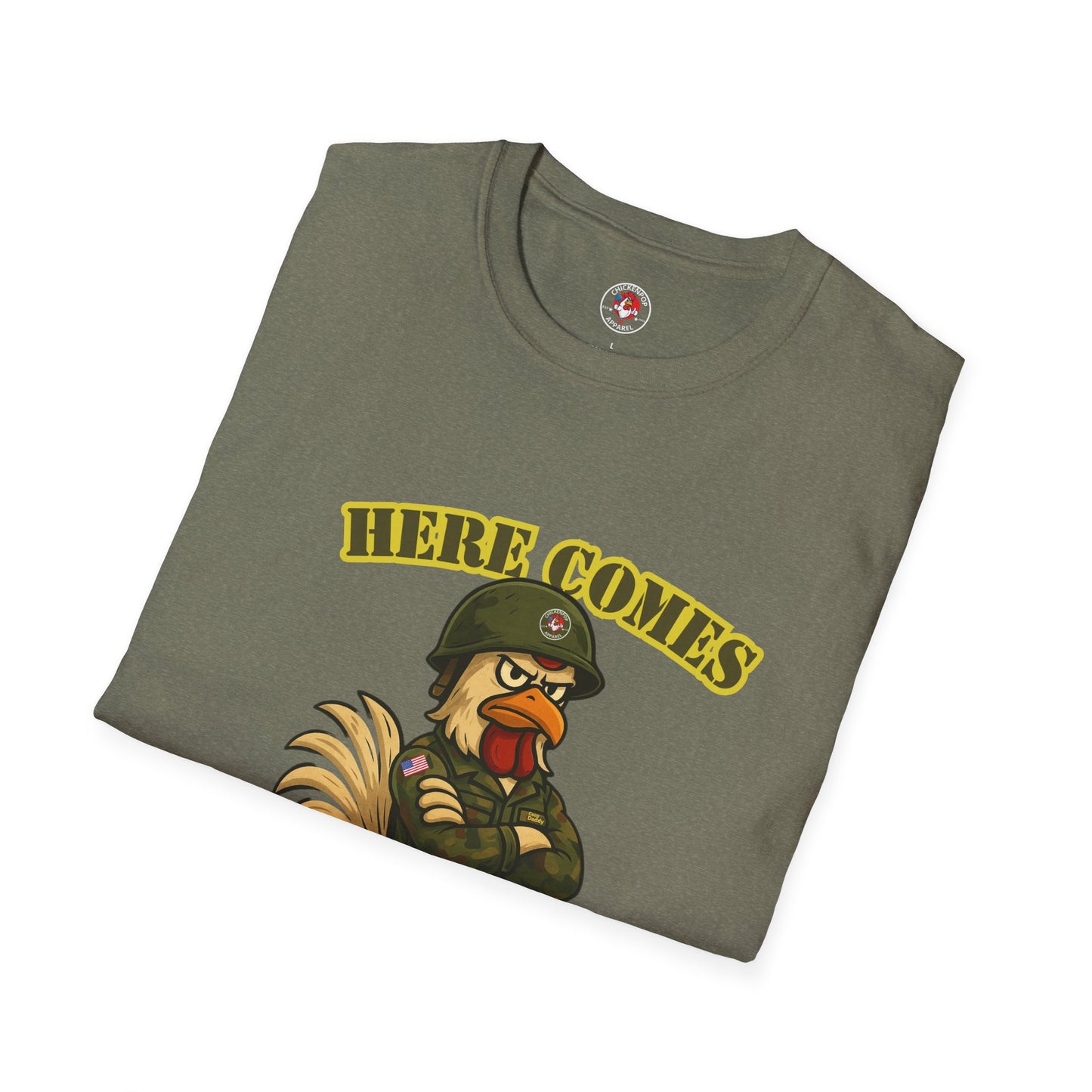 Here Comes the Rooster Music Graphic Tee with Front & Back Print Unisex Rock T-Shirt