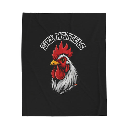 Size Matters Plush Blanket – Funny Chicken Throw Blanket | Cozy Velveteen Humor Gift