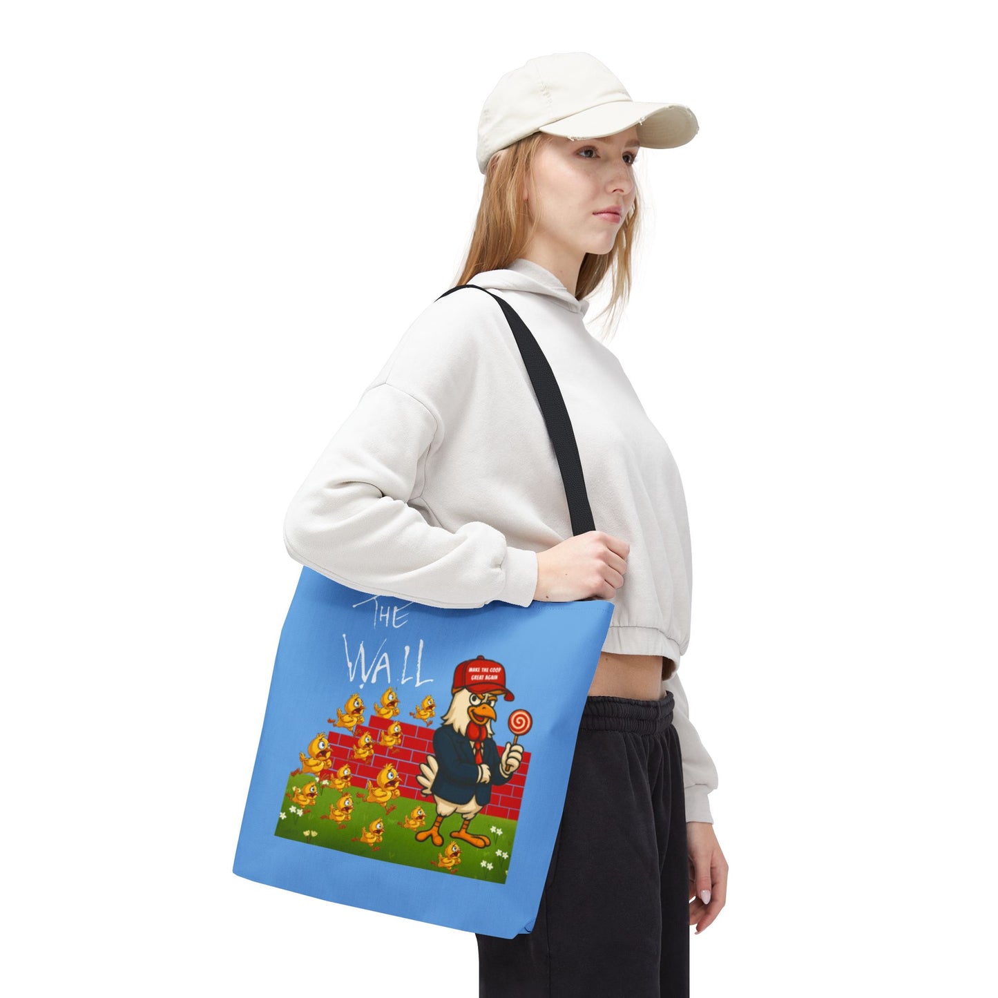 Another Chick Thru The Wall Tote Bag – Funny Political Chicken Graphic | Durable Eco-Friendly Canvas Shopper for Everyday Use