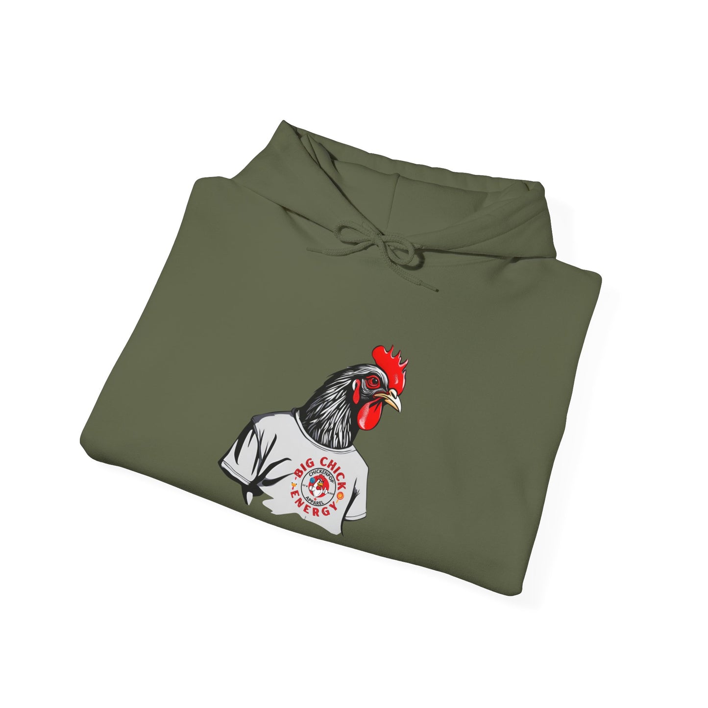 Big Chick Energy Giant Rooster Logo Unisex Hoodie - ChickenPop Arm Logo Edition