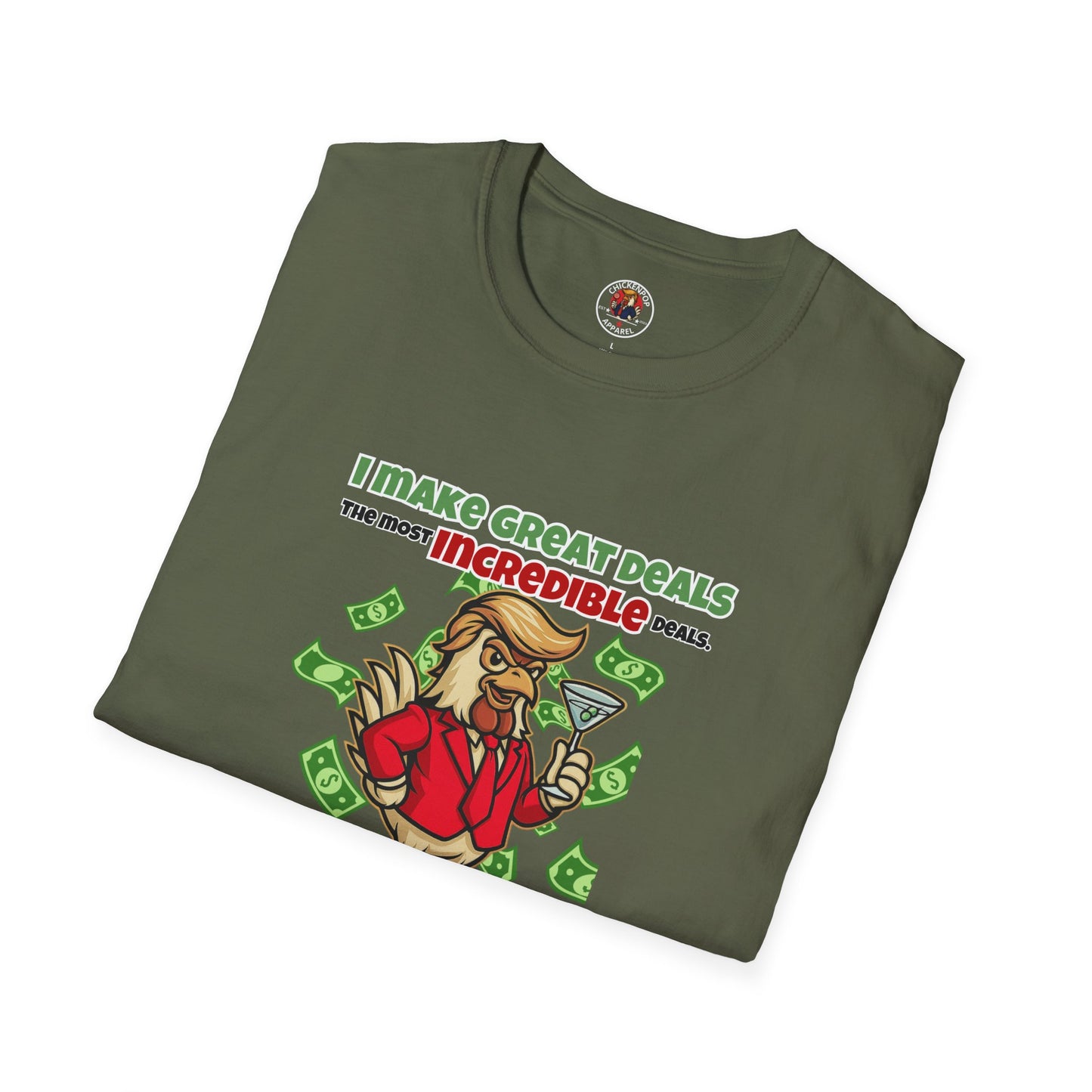 Cock-a-Doodle-Don “Like a Genius” Money Deal Rooster Tee – Funny Political Satire Shirt | ChickenPop Apparel Co.