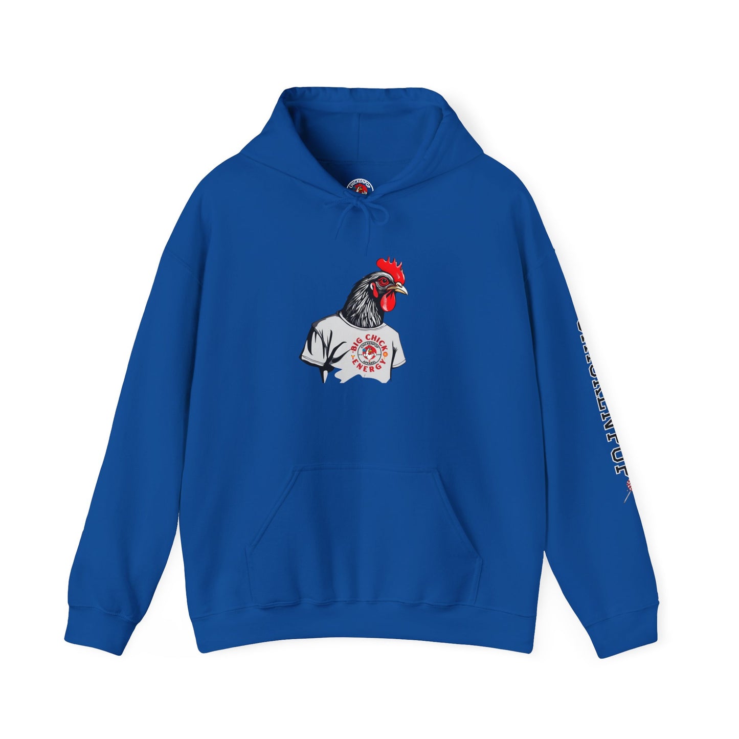 Big Chick Energy Giant Rooster Logo Unisex Hoodie - ChickenPop Arm Logo Edition